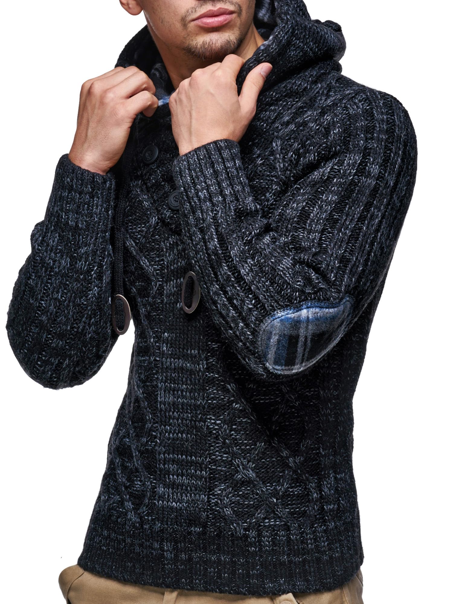 Leif Nelson Herren Strickpullover mit Kapuze/Hochwertiger Winterpullover im Regular Fit Schnitt, ideal für Casual und Business-Looks, in vielfältigen Größen und Farben verfügbar