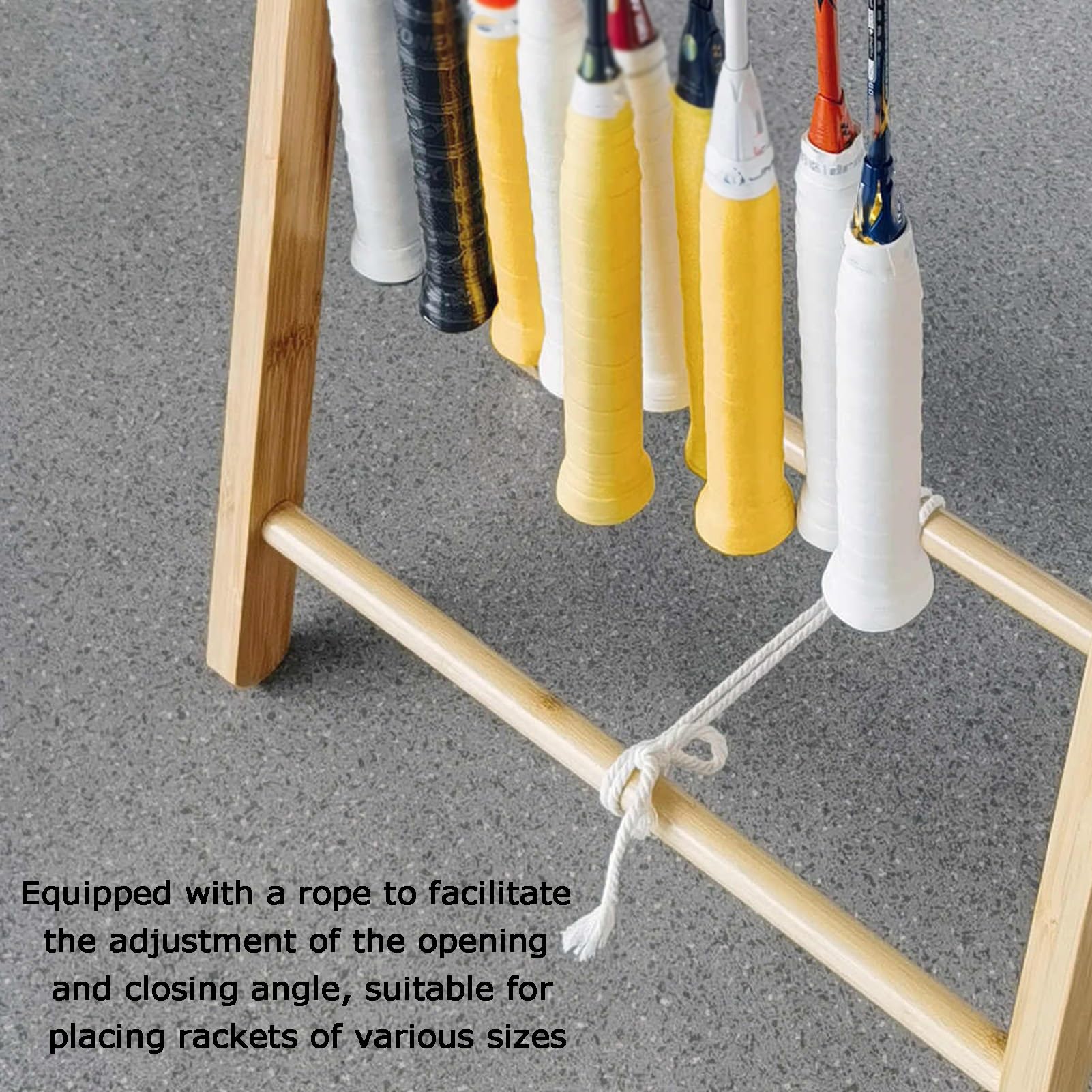 Estante de almacenamiento para raquetas de tenis, estante de exhibición de pie con brazo de espuma espaciado ajustable para palos