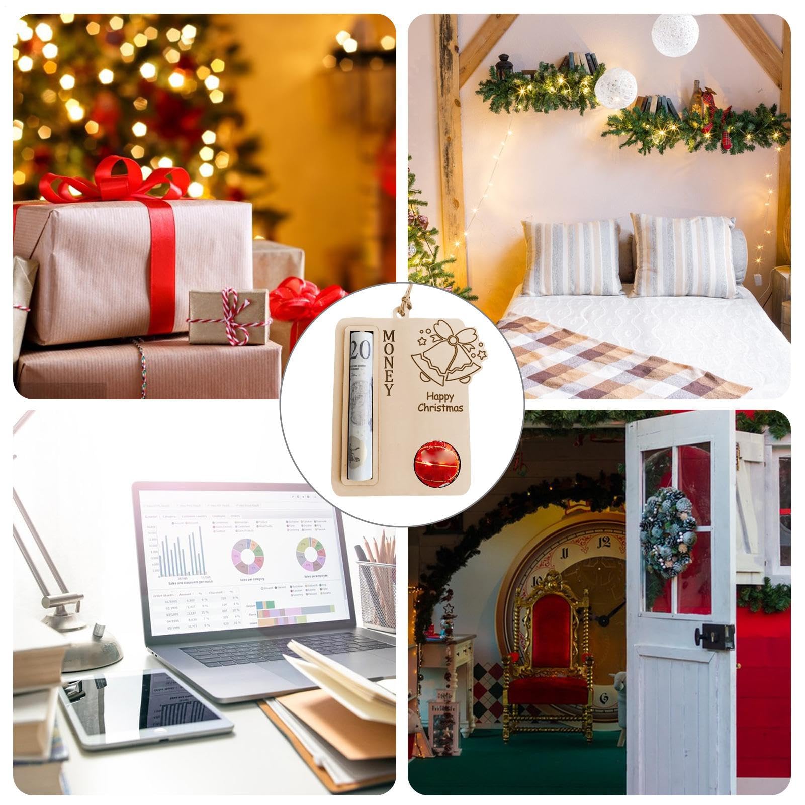 Adorno para árbol de Navidad con Soporte para Dinero, Titular de Dinero Hecho a Mano para Regalo en Efectivo, Decoración para, se Pueden Escribir bendiciones en la Parte Posterior.