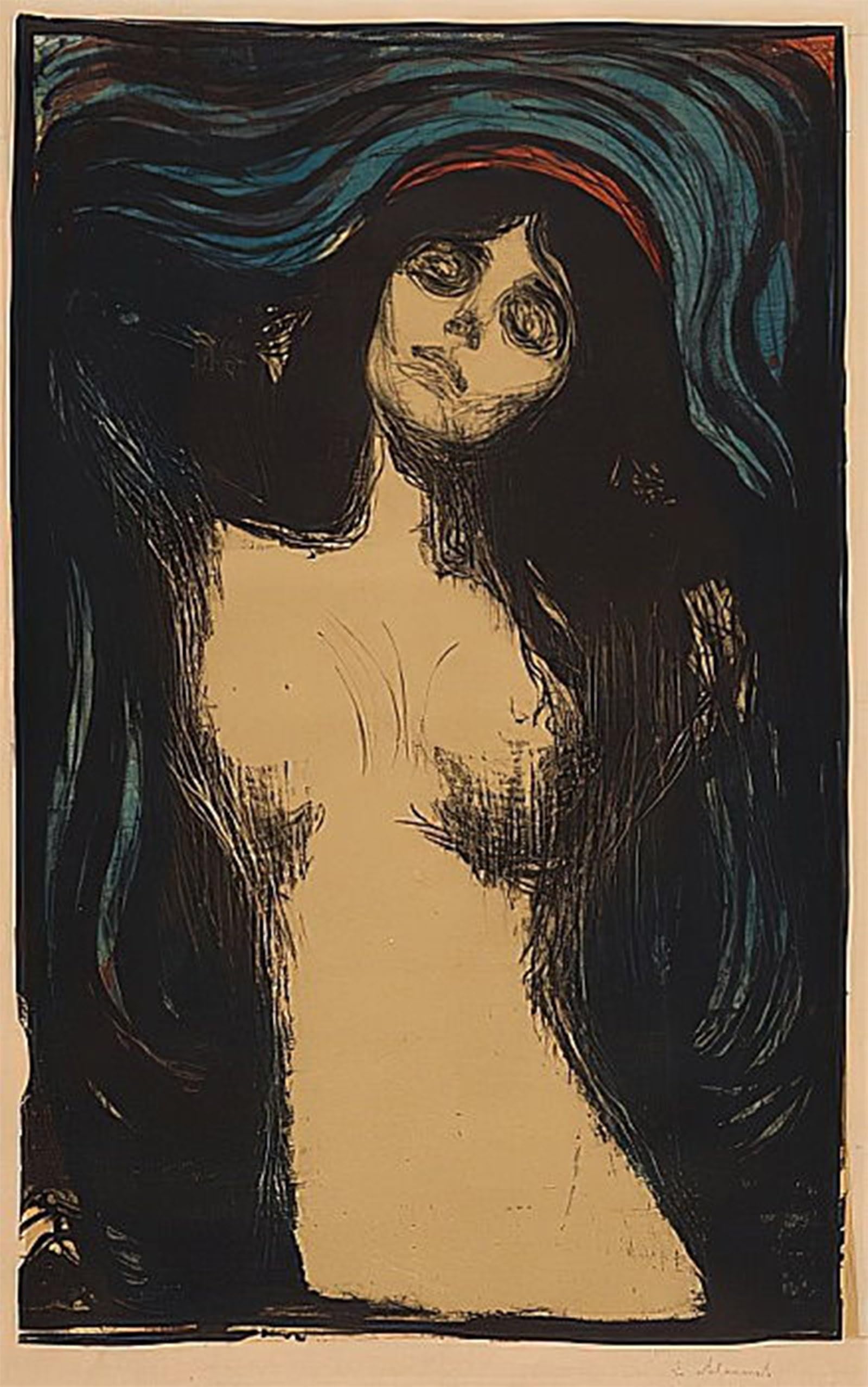SERENDIPITP Abstract Painting Mural Print Picture Wall Decor Painting Lady by Edvard Munch Vintage Wall Artwork for Home Decor 60x90cm