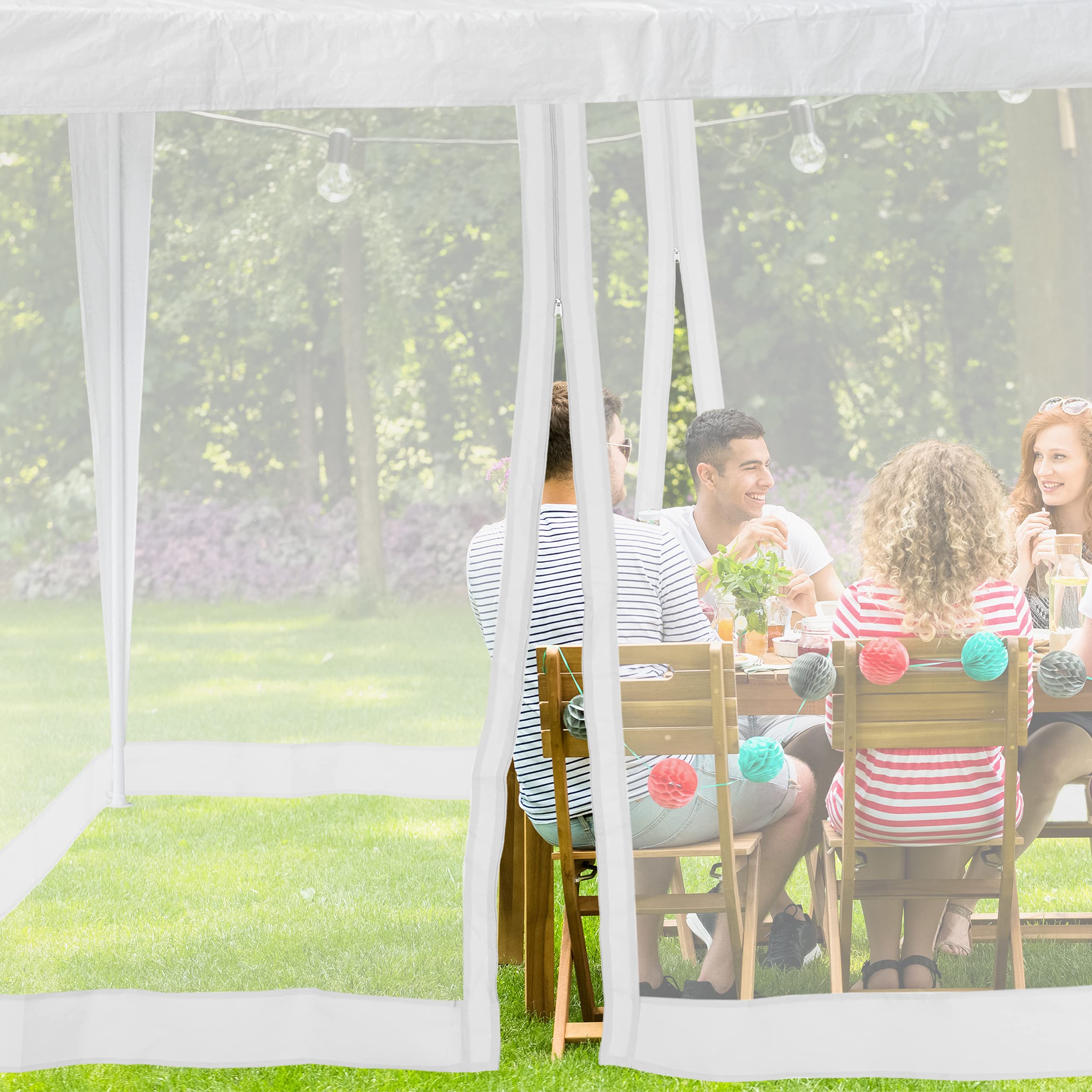 Relaxdays Set 2 Zanzariere per Gazebo 3x3m, 2x6m, con Cerniera, Bianco