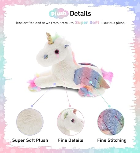 Miniatura 2 de DolliBu Peluche de unicornio volador real, peluche suave y abrazable, adorable juguete de peluche para jugar, lindo animal de fantasía, regalos para