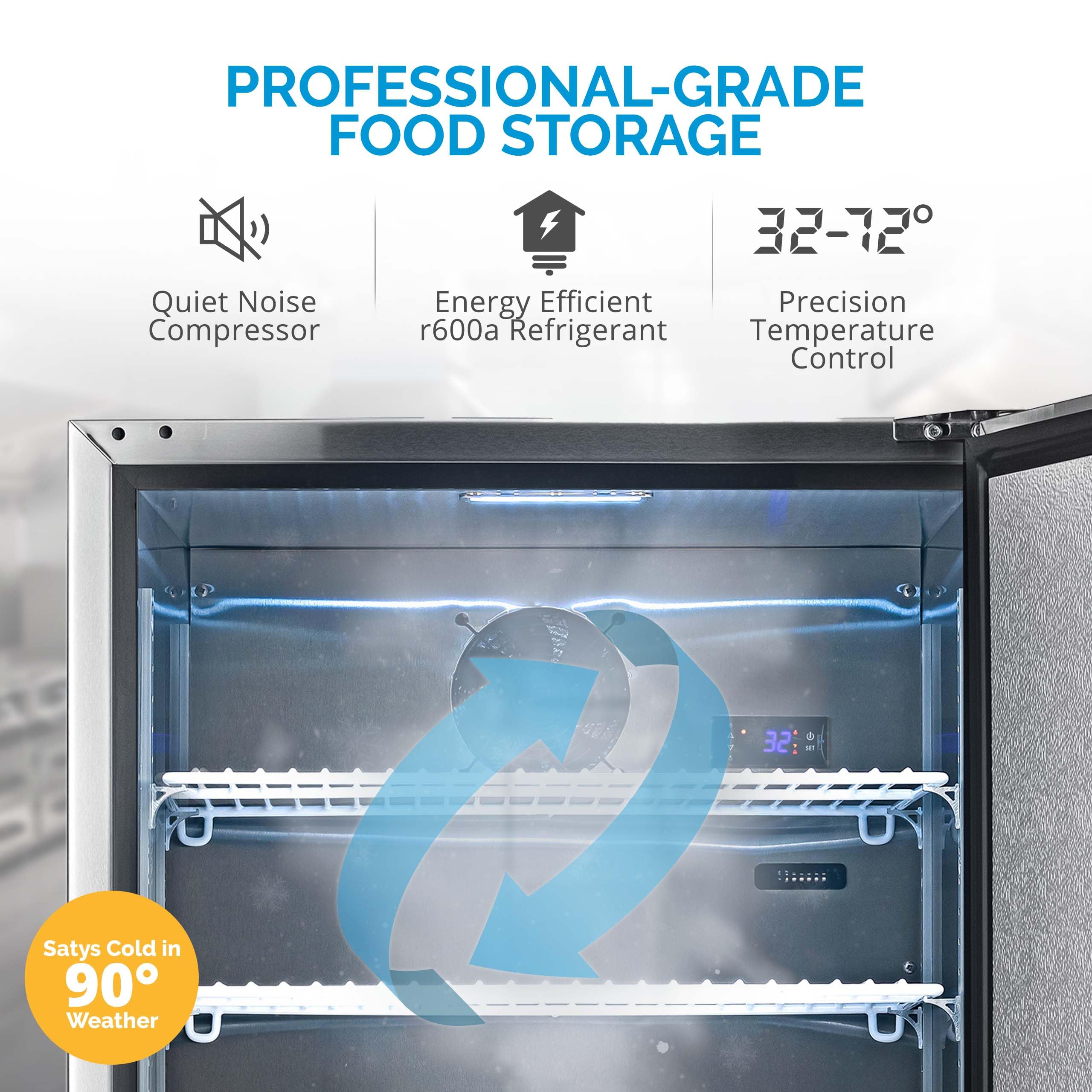 NewAir 24" Commercial Built-In Or Under Counter Refrigerator | 5.3 Cu. Ft. Weatherproof Outdoor Fridge For Patio, Indoor & Commercial Use | Stainless Steel on Fridge.com - View 5