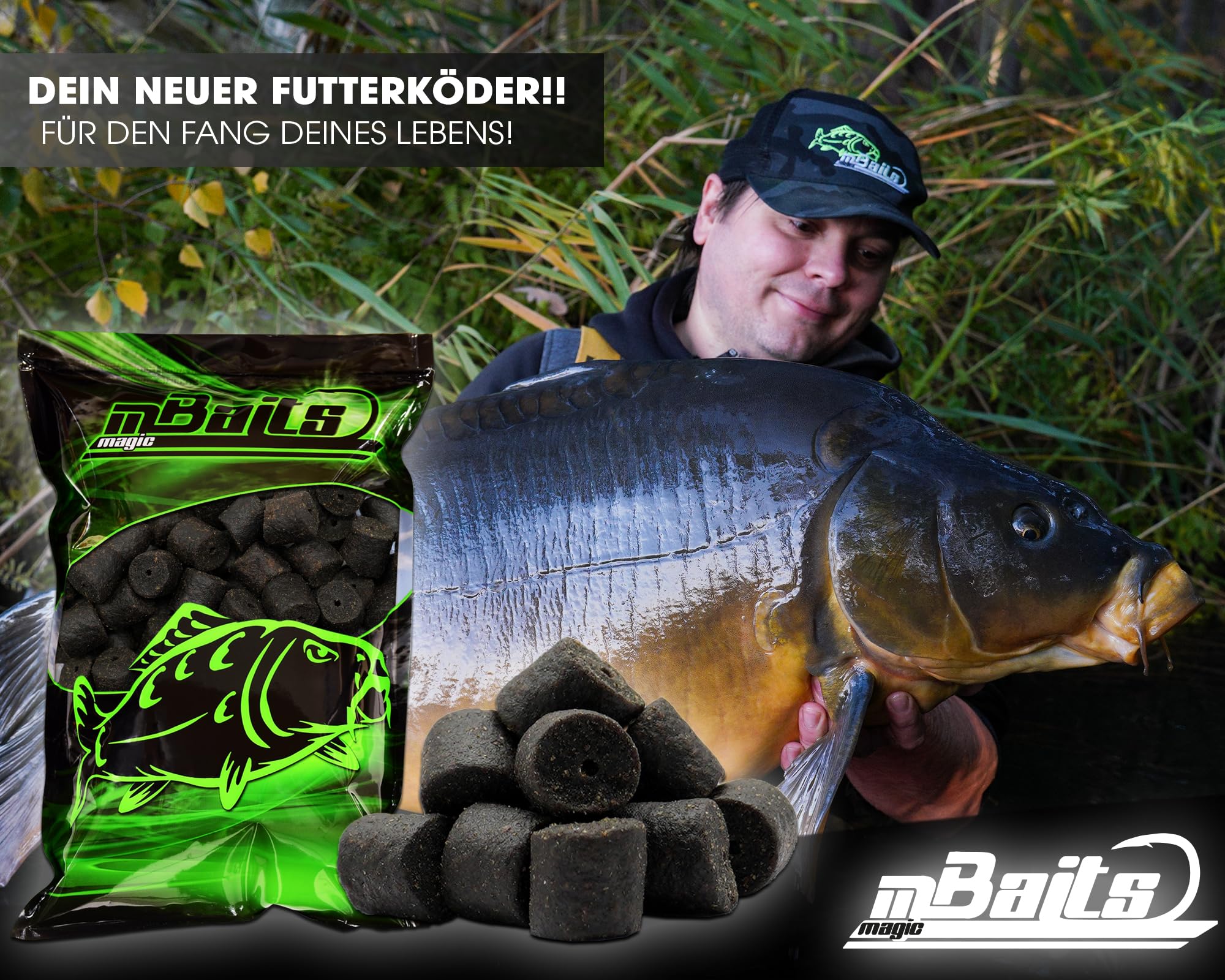 Magic Baits Dark Halibut Pellets gelocht, 10kg, 14mm