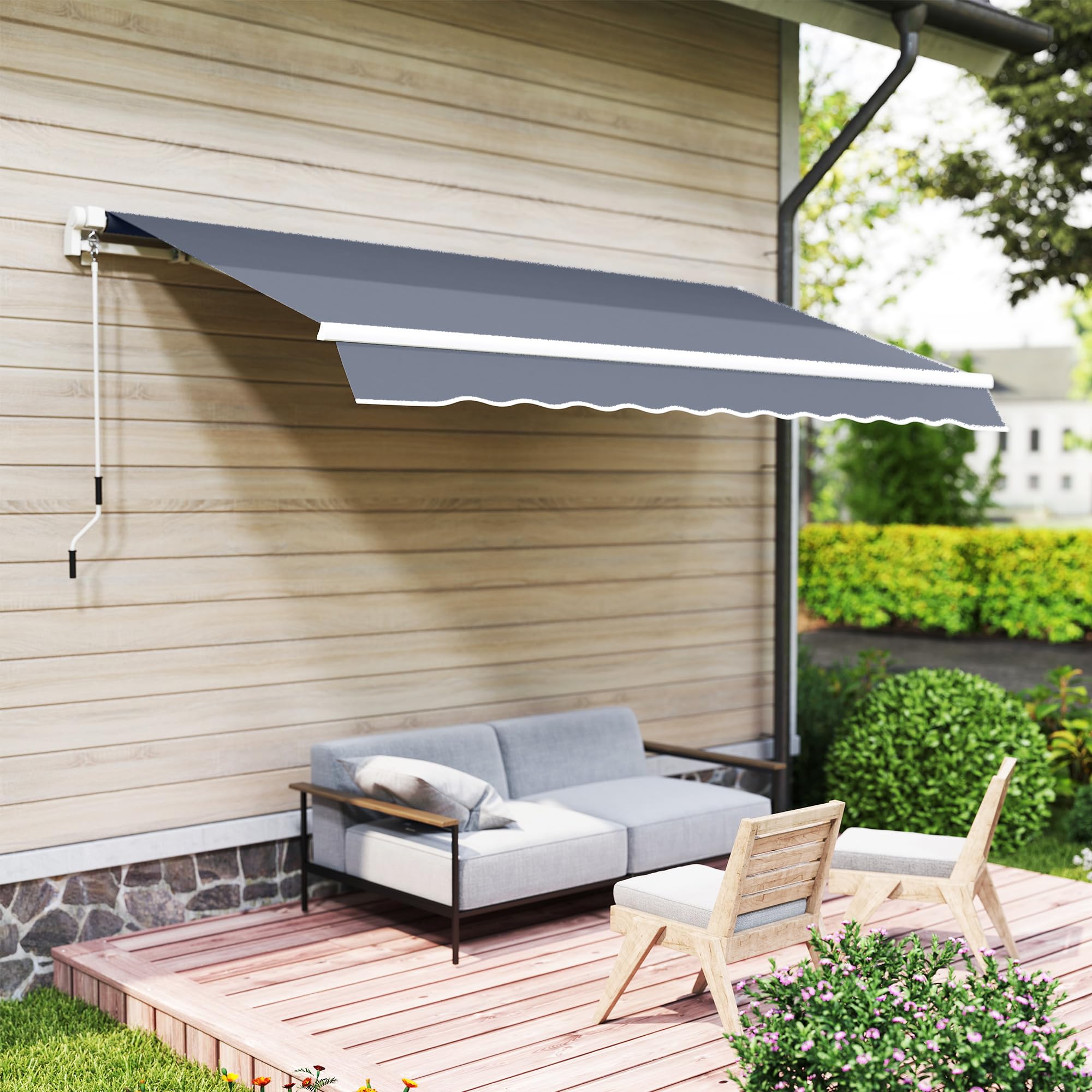 Outsunny Tenda da Sole 3.6x2.5 m con Braccio Avvolgibile Grigio Scuro