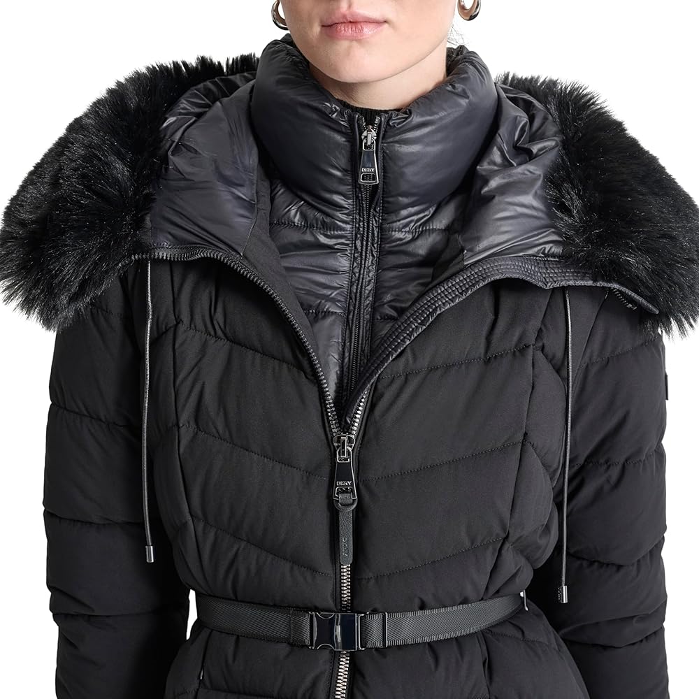 特別価格！DKNY Faux-Fur-Trim Hooded Puffer Coat DKNY Women's Faux-Fur-Trim Hooded Puffer Coat - Macy's