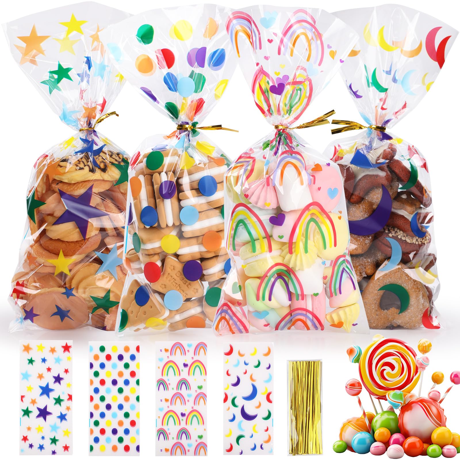 PHOGARY 20Pz Sacchetti Regalo Compleanno Bambini Sacchettini Arcobaleno