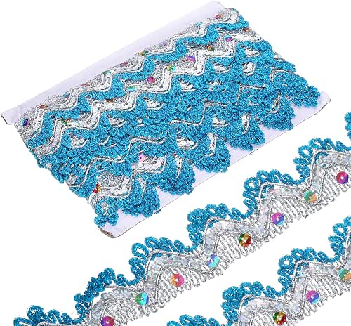 uxcell 10 Yard Shiny Beaded Lace Trim 1.4 Inch Metallic