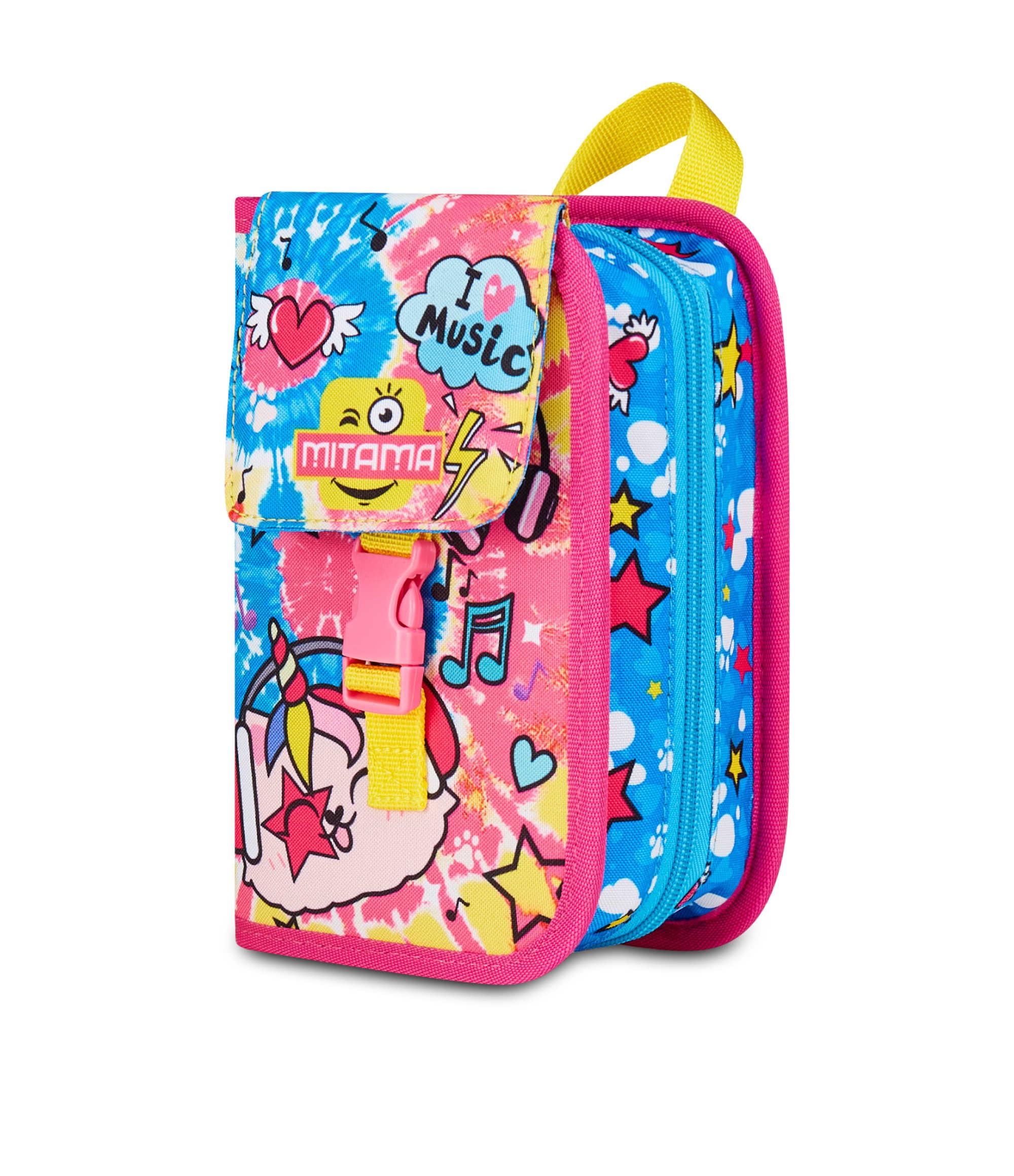 Mitama Astuccio Scuola 4 Zip, Fucsia, Portapenne Triplo Scomparto Completo Di Penne, Matite, Colori, Accessori Zaino, Scuola Elementare, Bambina