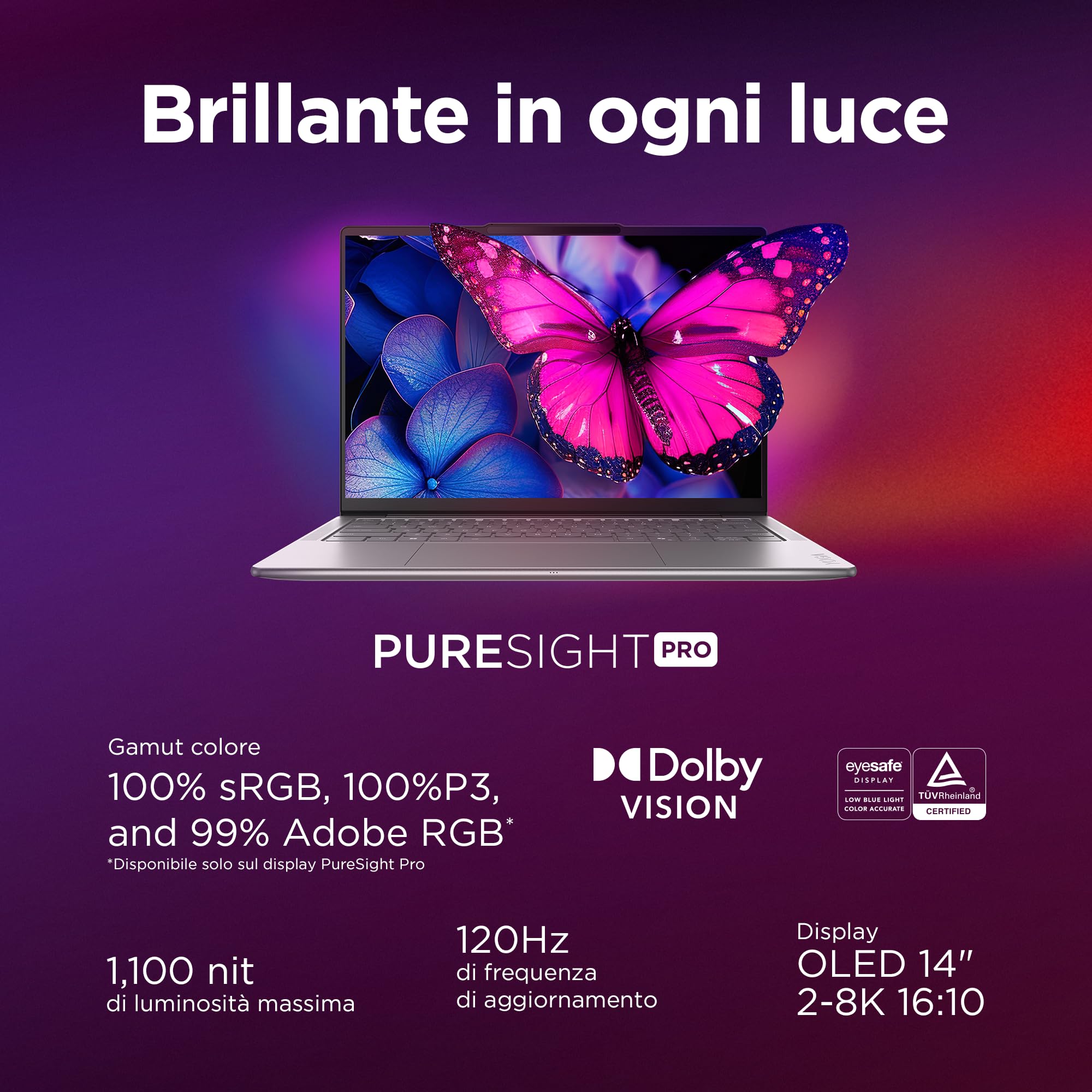 Lenovo Yoga Slim 7 Aura Edition Notebook Copilot+ PC - Display OLED 14" 2.8K WQXGA+ (2880x1800), Intel Core Ultra 7 256V, RAM 16 GB, 1 TB SSD, Grafica Intel Arc, Windows 11 Home - Luna Grey