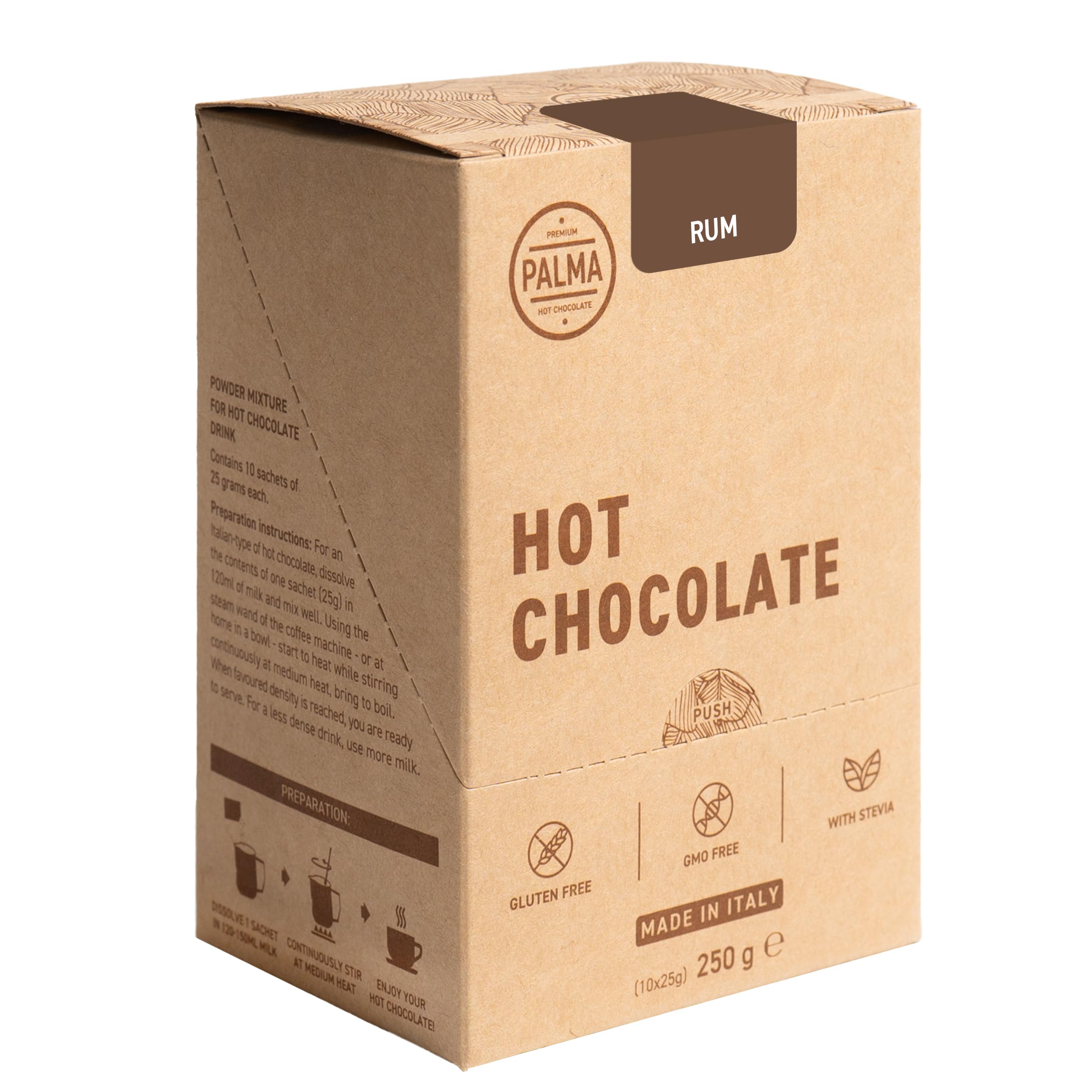 PALMA Italian Hot Chocolate Sachets - Rum | 250g (10 Servings)