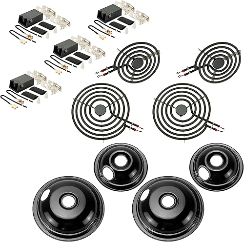 MP22YA - Juego de quemador eléctrico con 330031 kit de receptáculo de elementos de superficie y cuenco de goteo de porcelana por Fetechmate