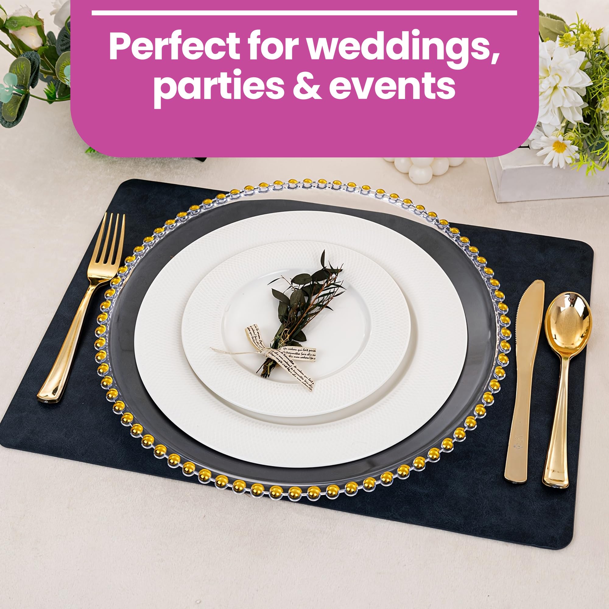 WedDecor Redondo Cargador Platos Centro de Mesa Presentación Placa Juego Cena Decoración Mesa Bodas Banquetes Navidad Comedor Fiestas Vajilla, 33cm - Design-2, 33cm
