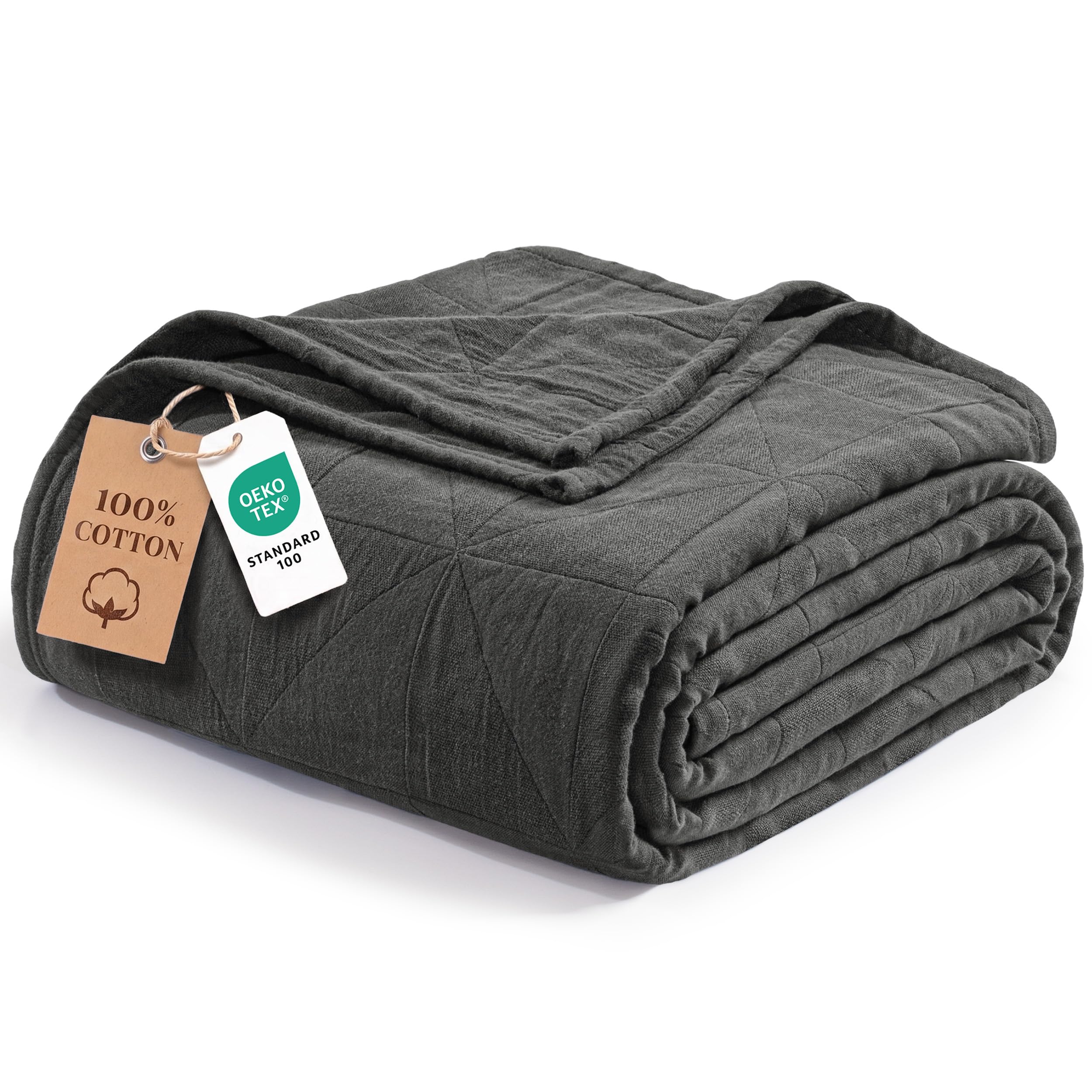Exclusivo Mezcla 100% Cotton 4-Layer Double Size Bed Blanket, Dark Grey — image 1