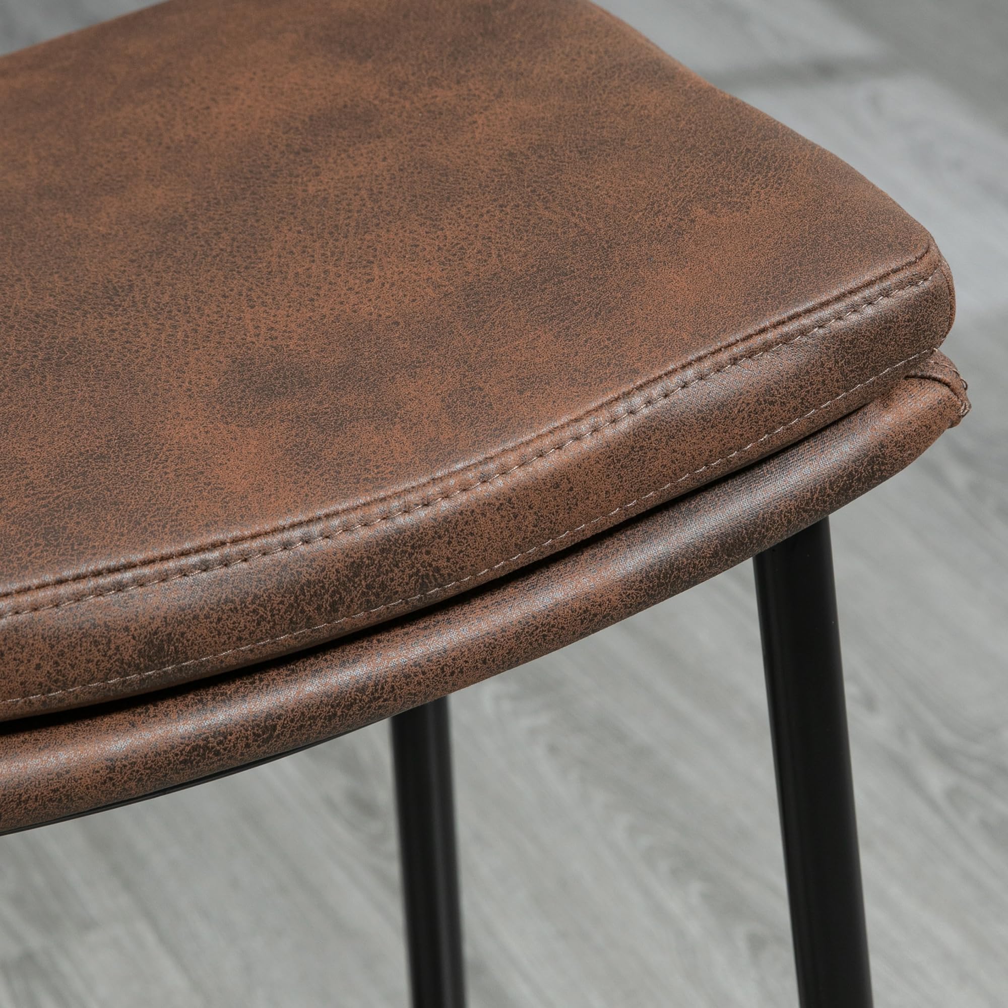 HOMCOM Tabourets de Bar Repose-Pieds Acier 48,5x38,5x68,5 cm Marron Noir
