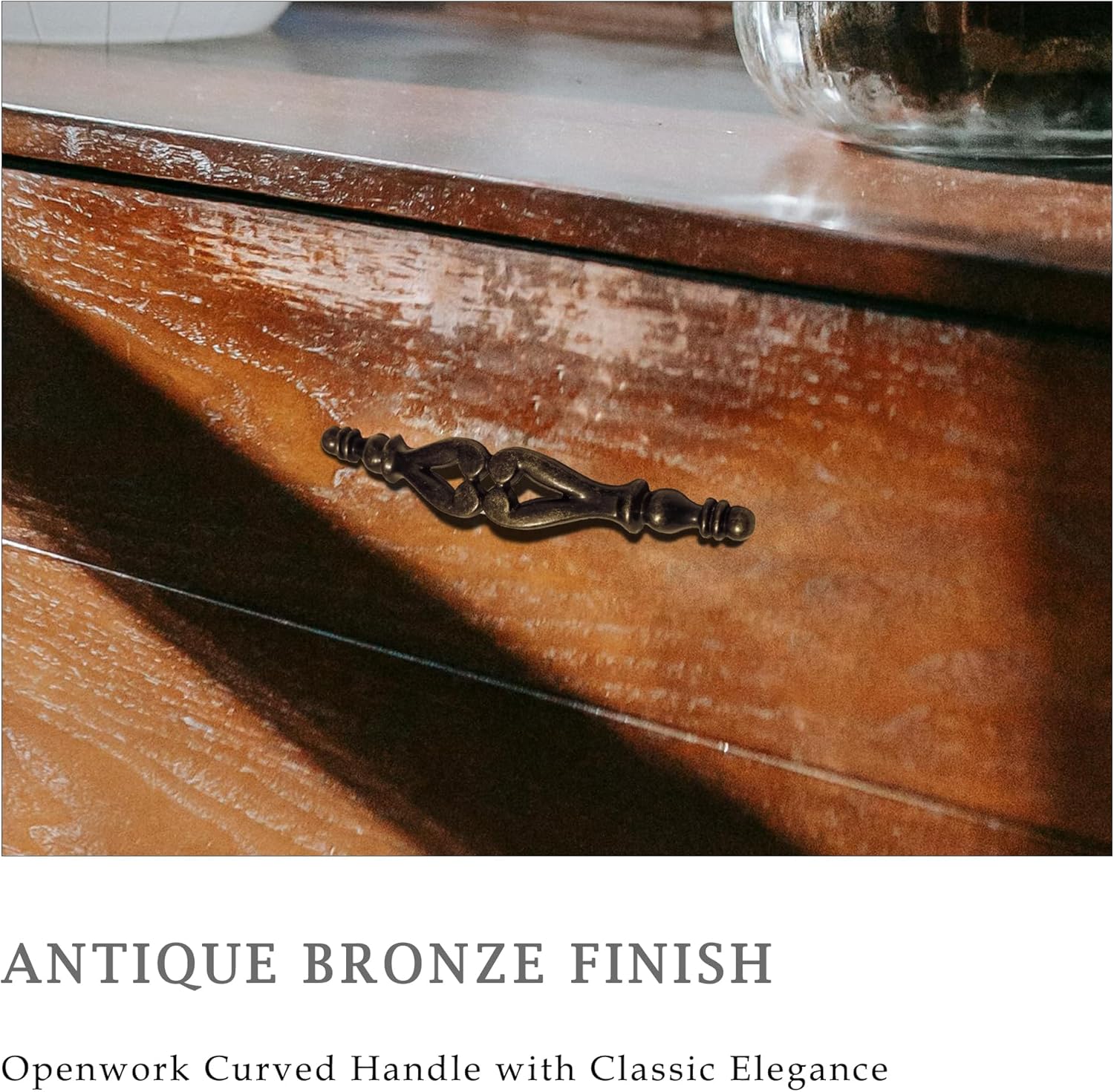 4 Pack Antique Bronze Cabinet Handles, 3-Inch Hole Centers Vintage Drawer Pulls for Dresser, Cupboard, and Furniture Restoration