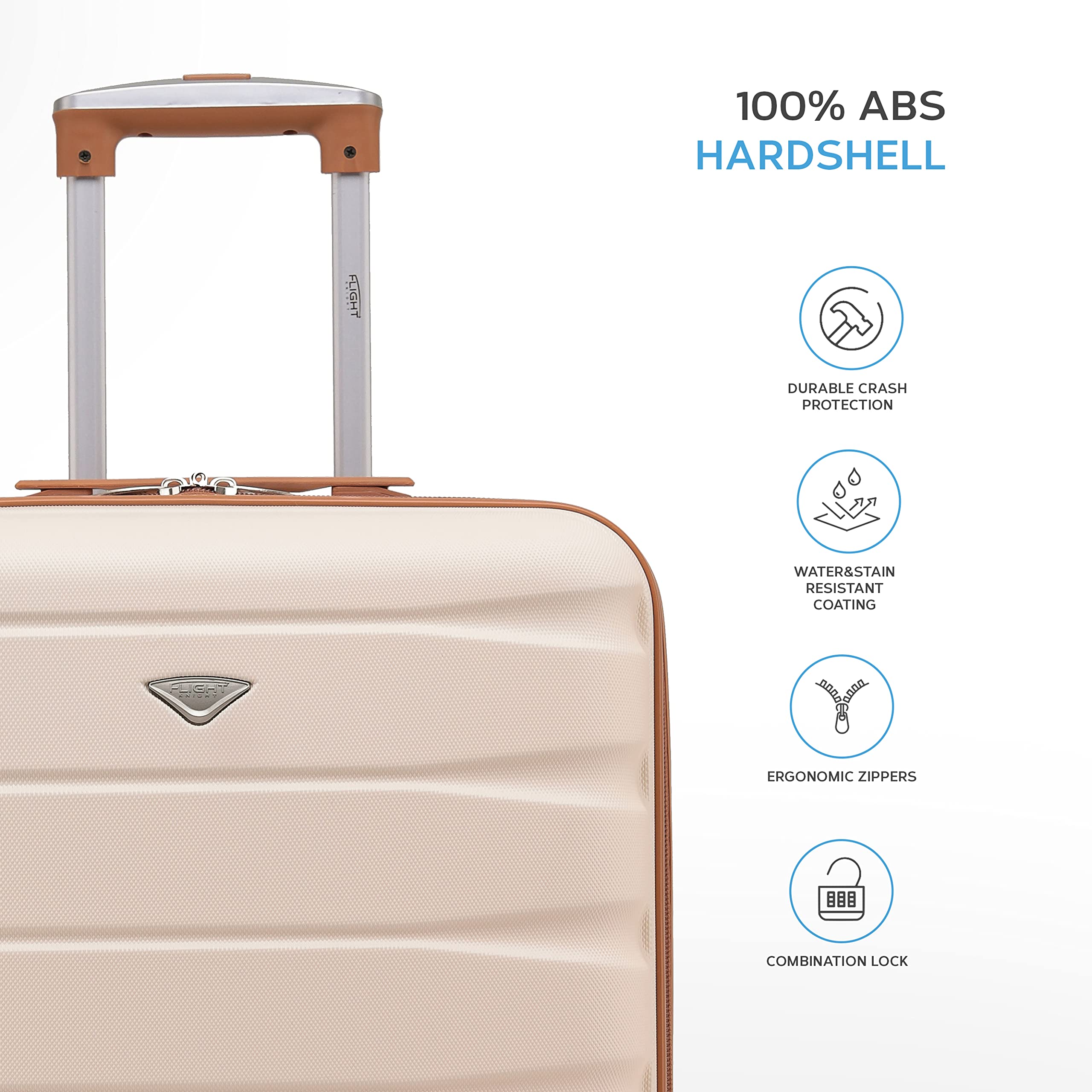 Flight Knight Lightweight 2 Wheel ABS Hard Case Suitcases Cabin Carry On Hand Luggage Approved for Airlines Including British Airways & Maximum Size for easyJet Large Cabin Bag 56x45x25cm