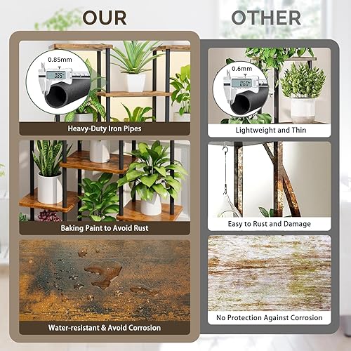 Miniatura 5 de Soporte de esquina para plantas de interior con luces de crecimiento, estante de metal de 6 niveles para plantas, estante de exhibición alto,