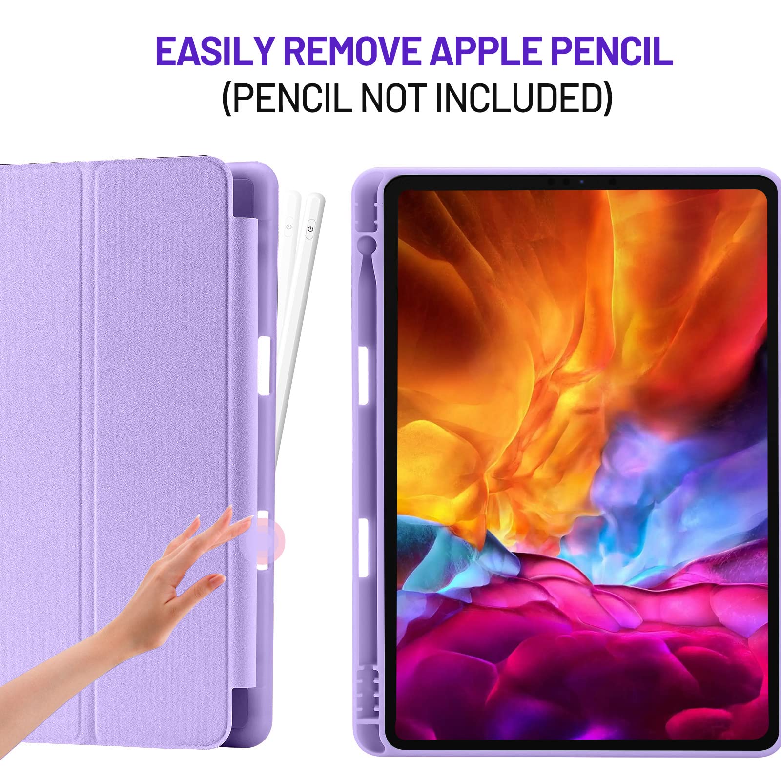 Custodia Cover Compatibile con iPad 9 8 7 Generazione (10.2 Pollici, 2021/2020/2019), Supporta la Carica di Pencil 2nd Gen, Auto Sveglia/Sonno (Viola)