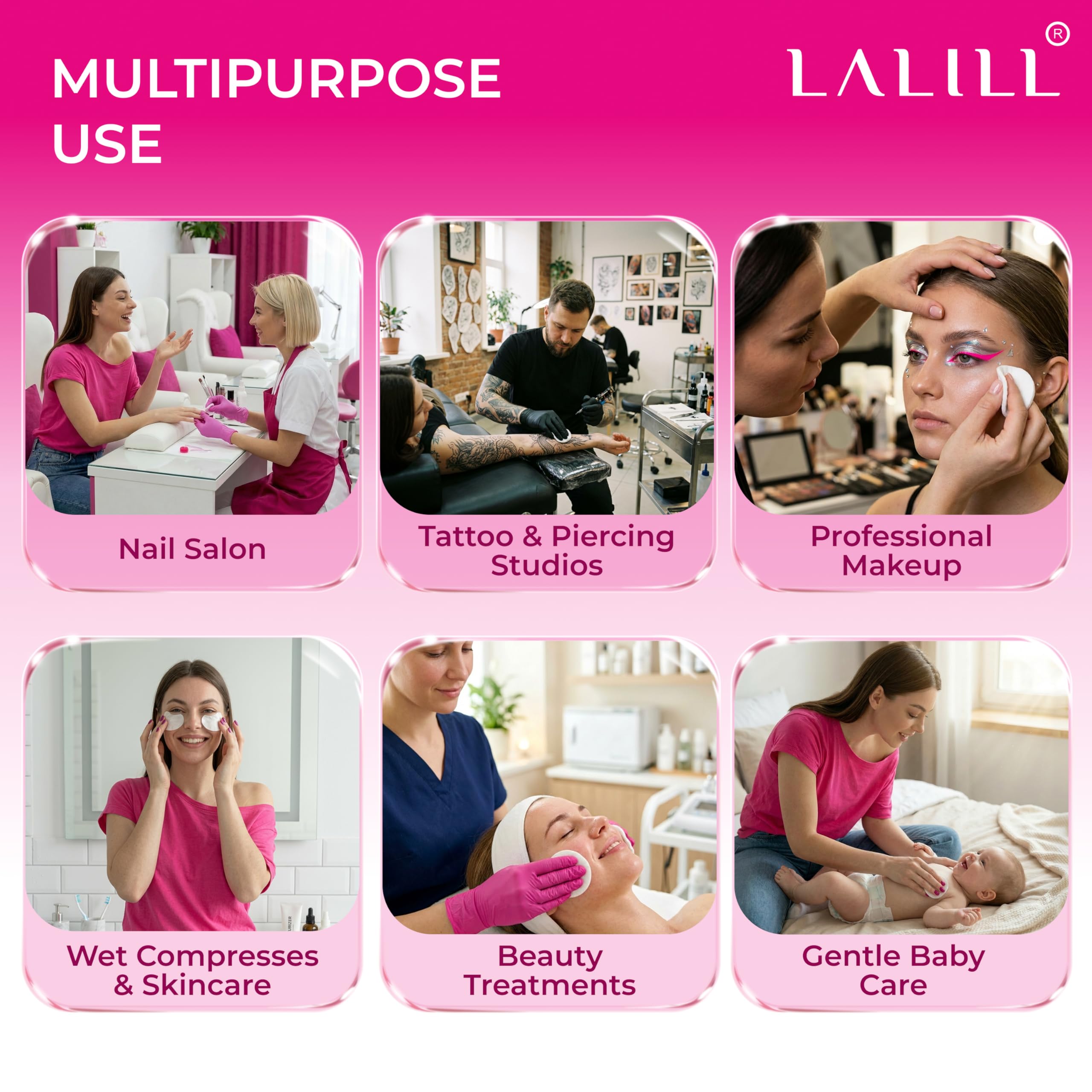 LALILL Discos Desmaquillantes de Algodón 600 uds – Almohadillas Faciales Suaves Sin Pelusa para Pieles Sensibles, Rostro y Ojos, Limpieza Facial, Uso Profesional - 100% Algodon