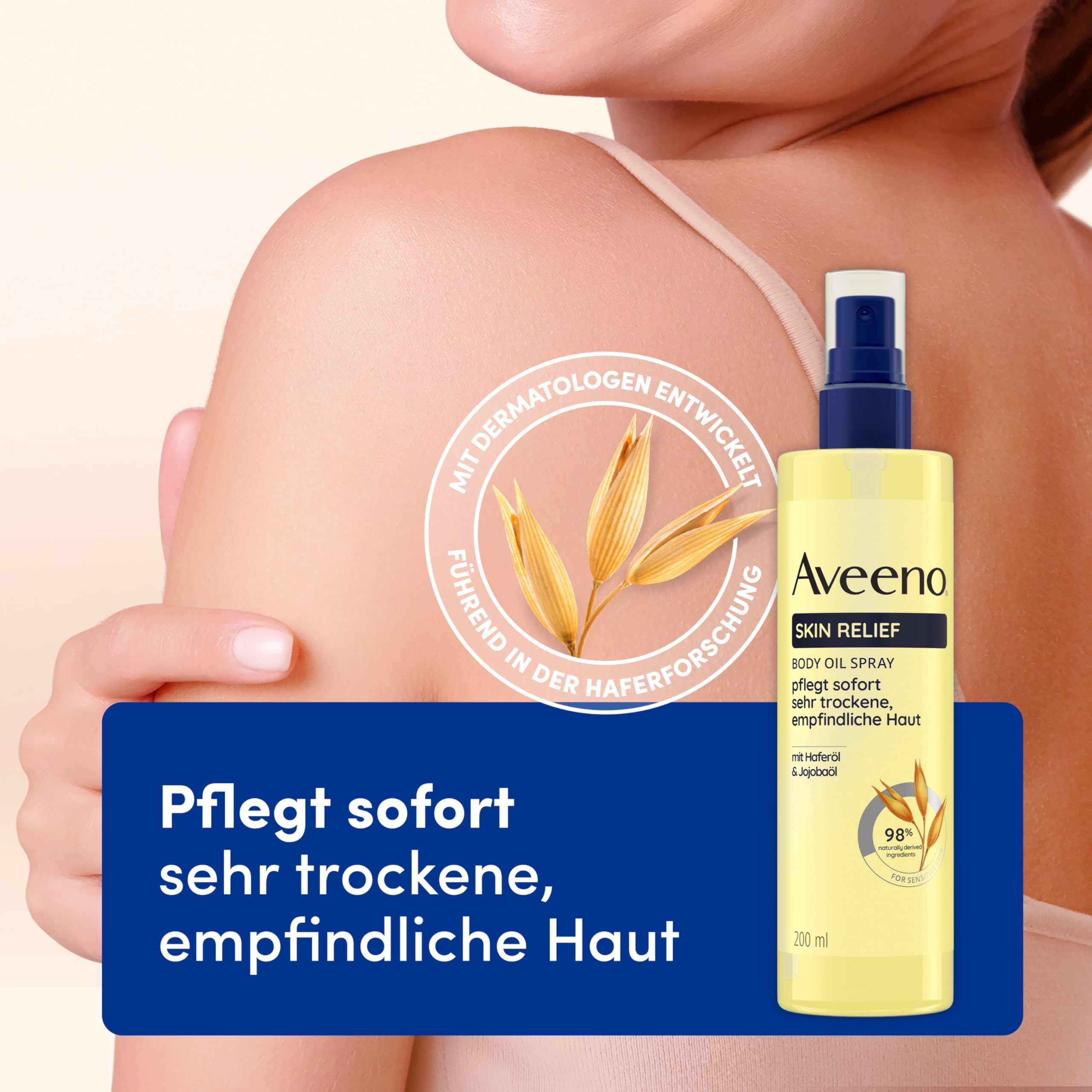 Aveeno® Skin Relief olejek do ciała w sprayu do pielęgnacji skóry i ciała, olejek z olejkiem owsianym i olejkiem jojoba do bardzo suchej, wrażliwej skóry