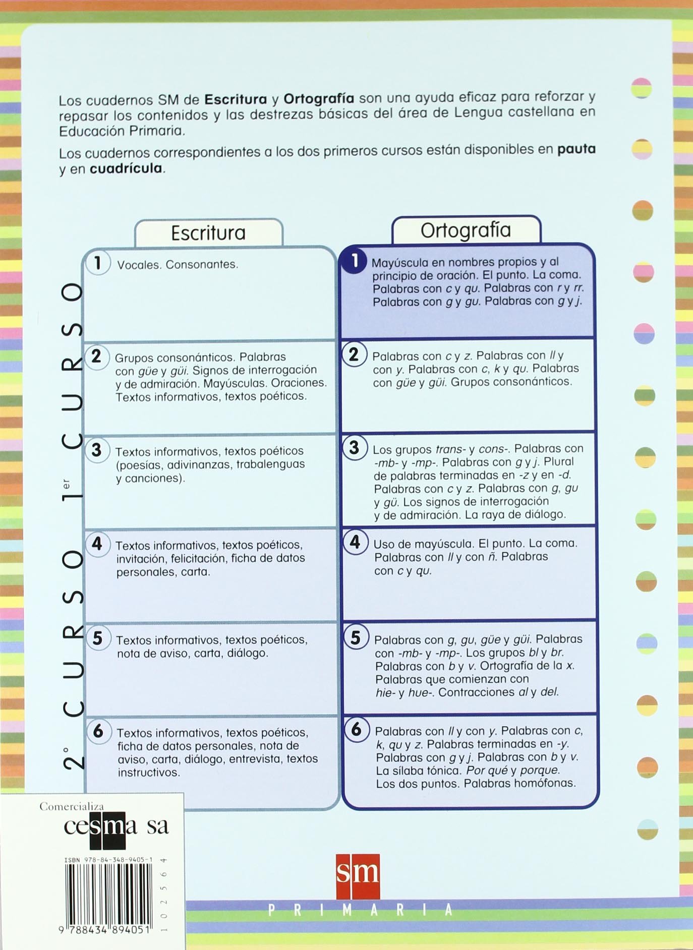 Cuaderno 1 de ortografía, Cuadrícula. 1 Primaria - 9788434894051