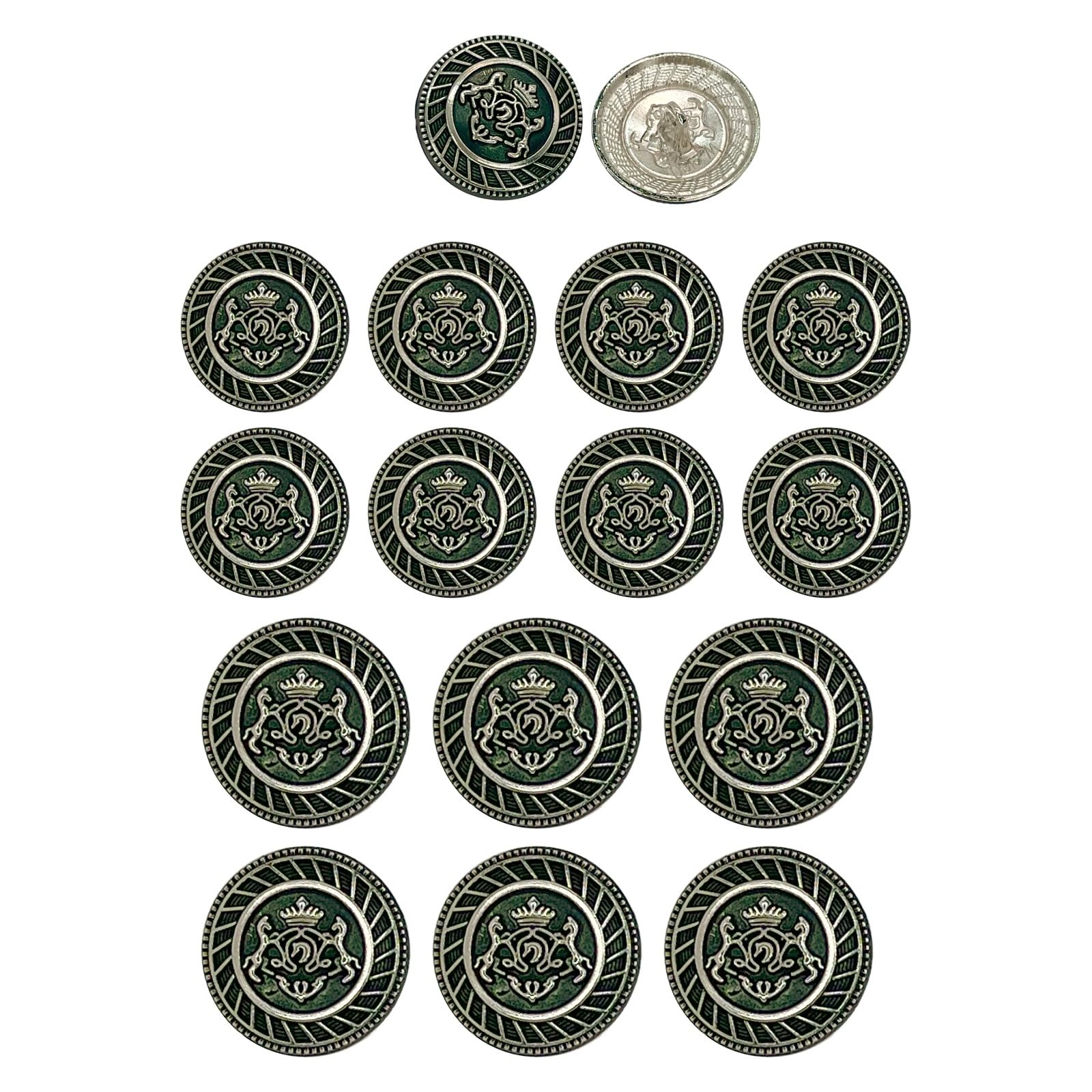 Ani Accessories Green Royal Insignia Button Vintage Style Shank Button for Coat Blazer Suit, Sherwani and Indian Dresses Sports Coat Size Pack of 8 pcs Small 6 Pcs Big.-image-33
