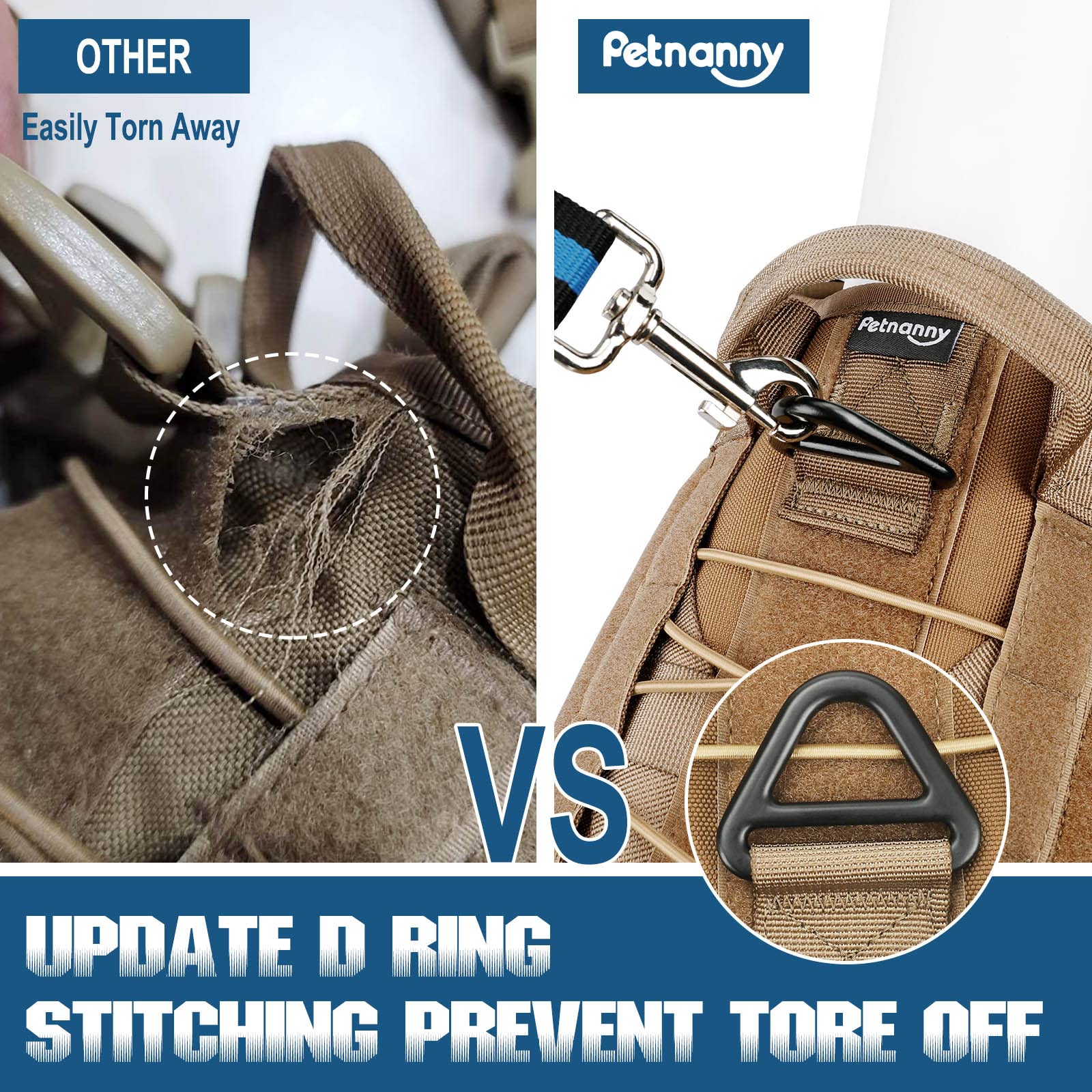 PETNANNY Arnés táctico para perro, arnés para perros de servicio, chaleco de apoyo emocional para perros medianos y grandes, chaleco ESA para perros sin tirones con gancho y bucle, chaleco Molle de