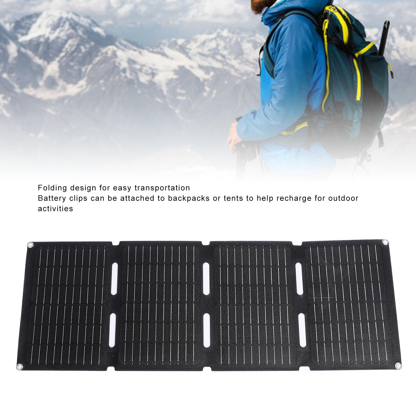 Eujgoov Pannello Solare Pieghevole da 80 W Caricatore USB PD Pannello Solare di Ricarica Rapida per Avventure All'aperto