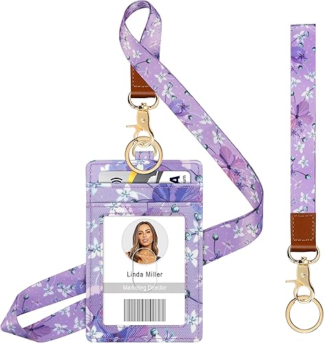 Miniatura 7 de Azrra Soporte para tarjetas de identificación con cordones, soporte para tarjetas de identificación con 1 ventana de identificación transparente, 4