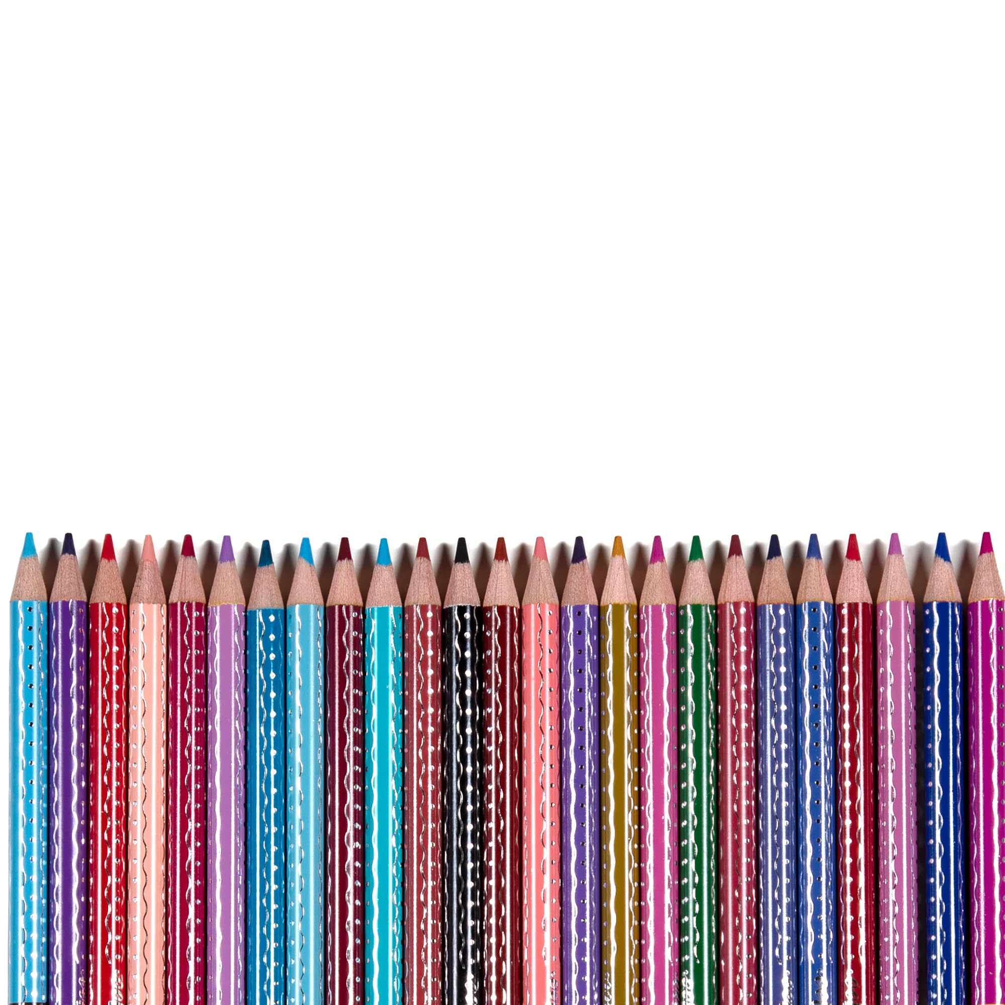 eeBoo: 25 doppelseitige Buntstifte – Regenbogen – 50 lebendige Farben, atemberaubender Behälter, Silberfolien-Akzente, Künstlerqualität, ungiftiges Kunstzubehör