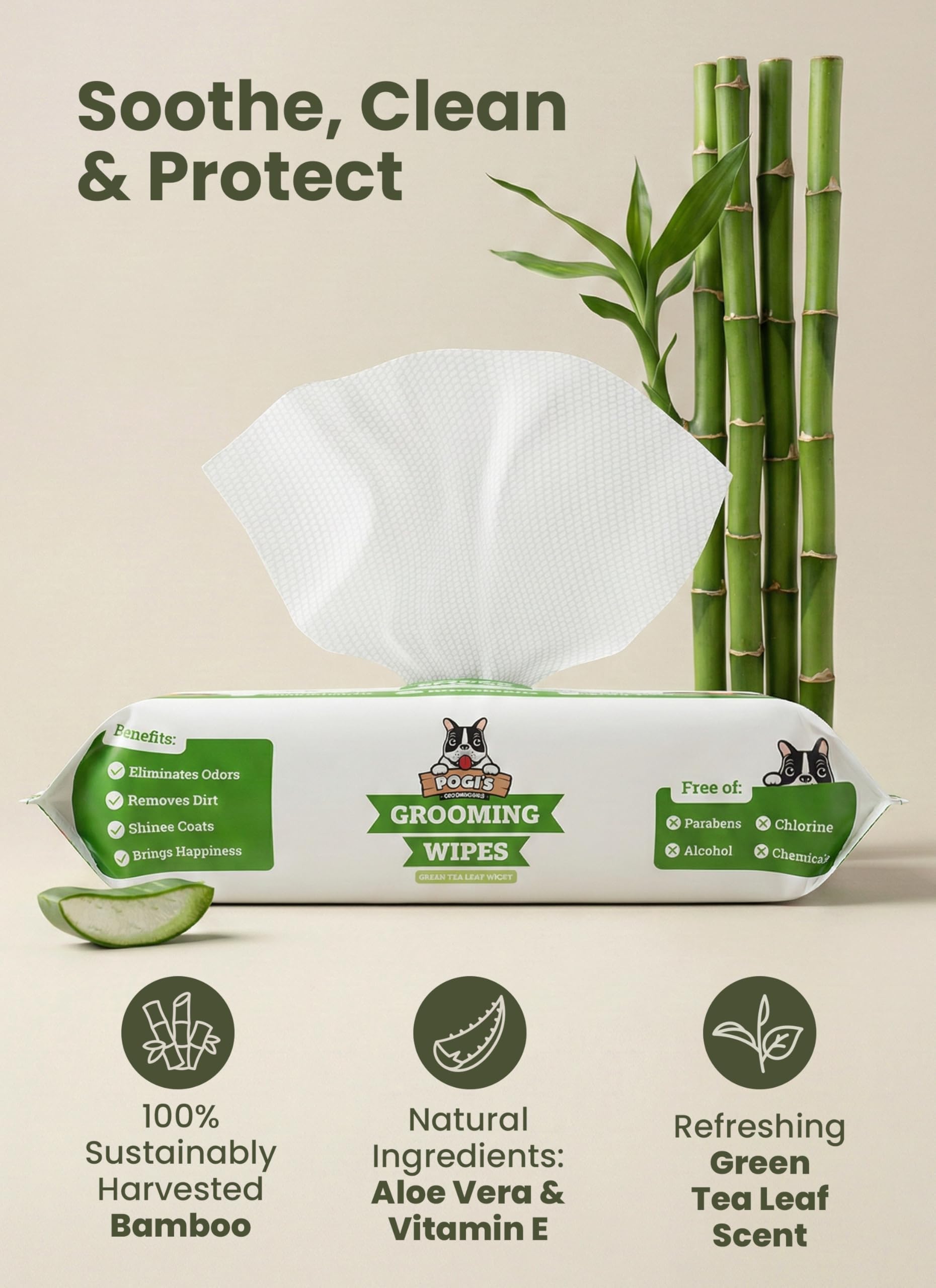 Pogi’s Dog Grooming Wipes – Hypoallergenic Pet Wipes for Paws, Body & Butt – Cleaning & Hydrating, Fragrance Free, 100-Count - image 3