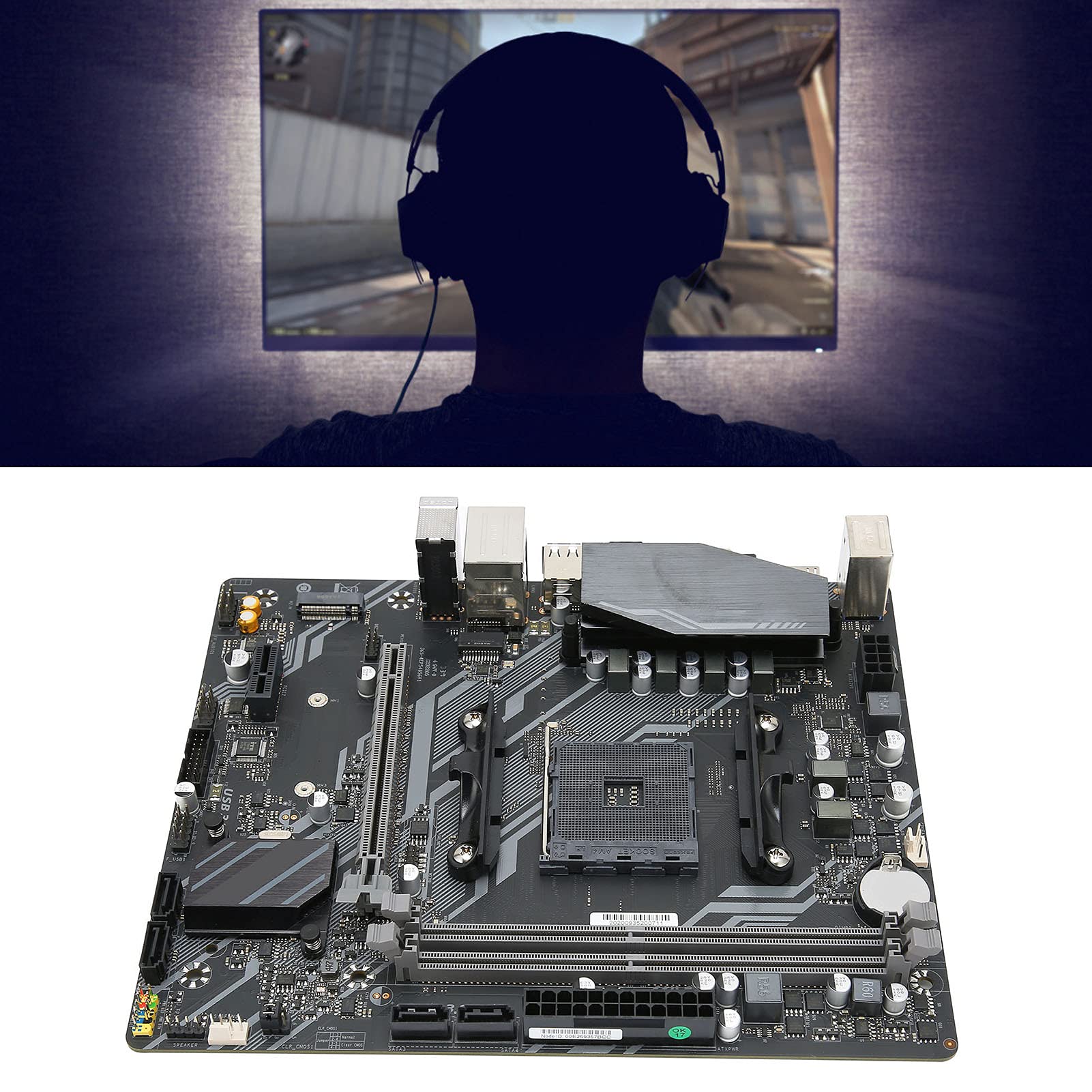 Bewinner Scheda Madre A520M Micro‑ATX, Memoria DDR4 a Doppio Canale Slot PCIE X16/PCIE 1X, Scheda Madre per Laptop VGA USB2.0/3.0 M.2