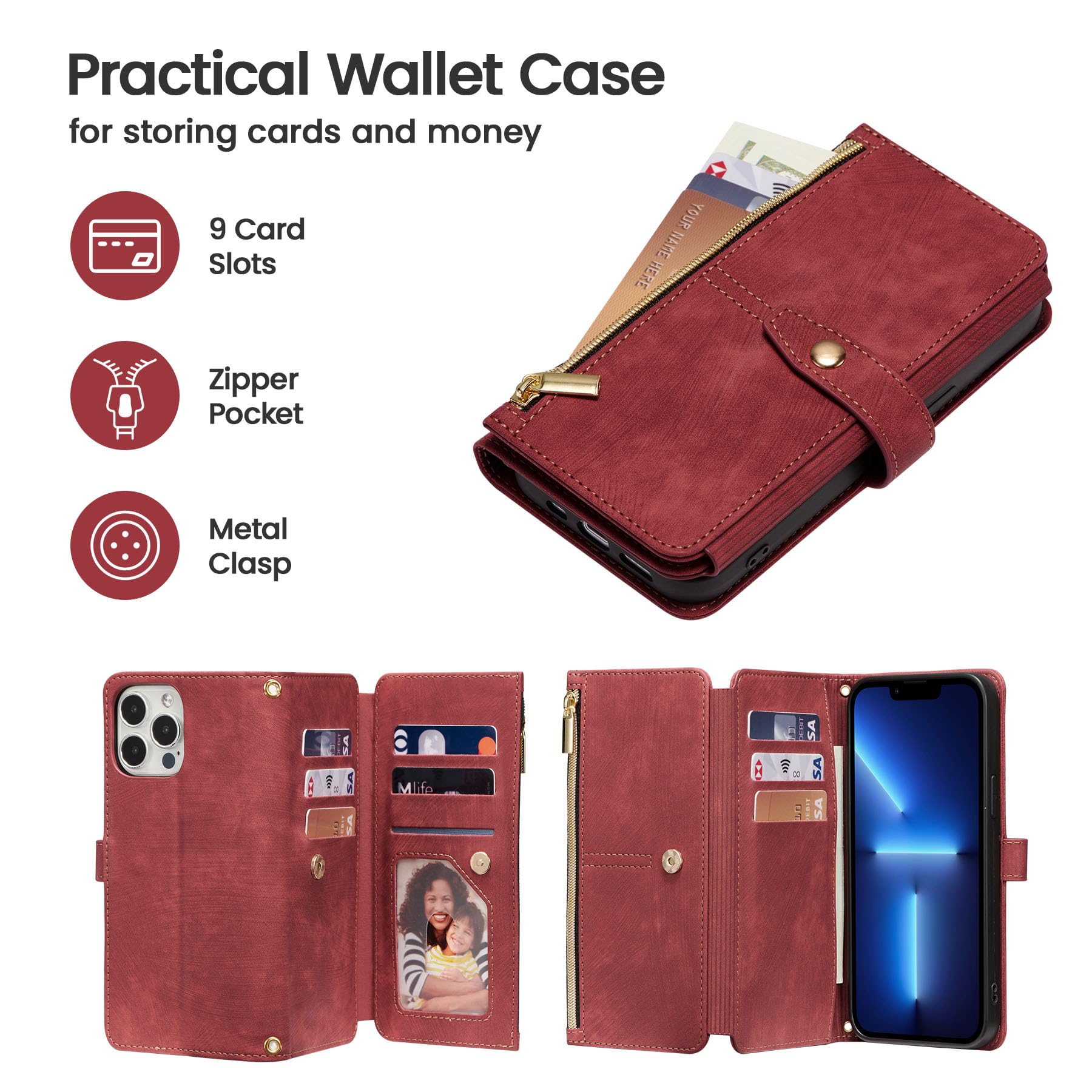 ZCDAYE Case for iPhone 15 Pro, iPhone 15 Pro Wallet Phone Case - Image 2