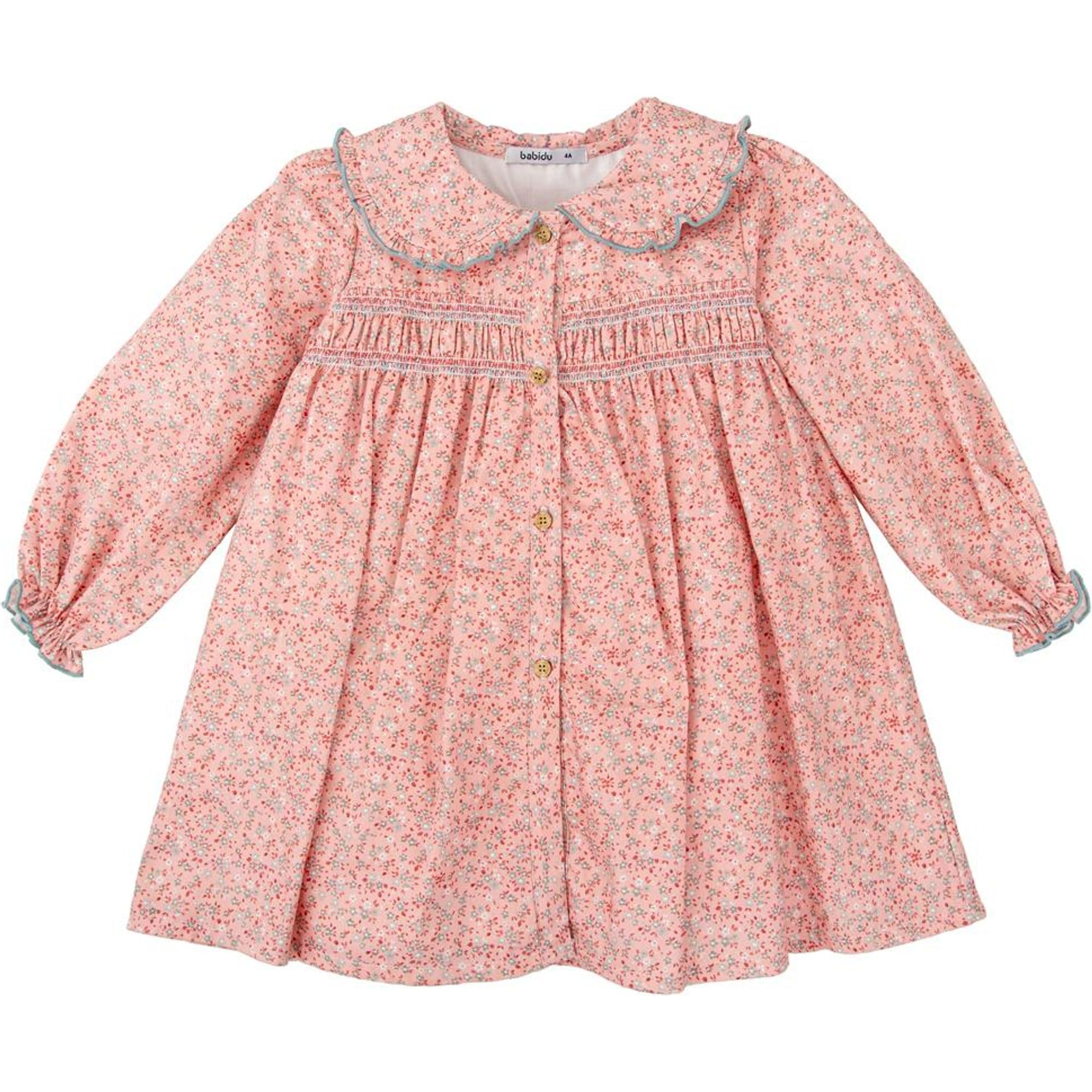 BABIDU Vestido Niña Manga Larga, Algodón Suave y Transpirable, Diseño Cómodo para el Día a Día o Eventos, Infantil