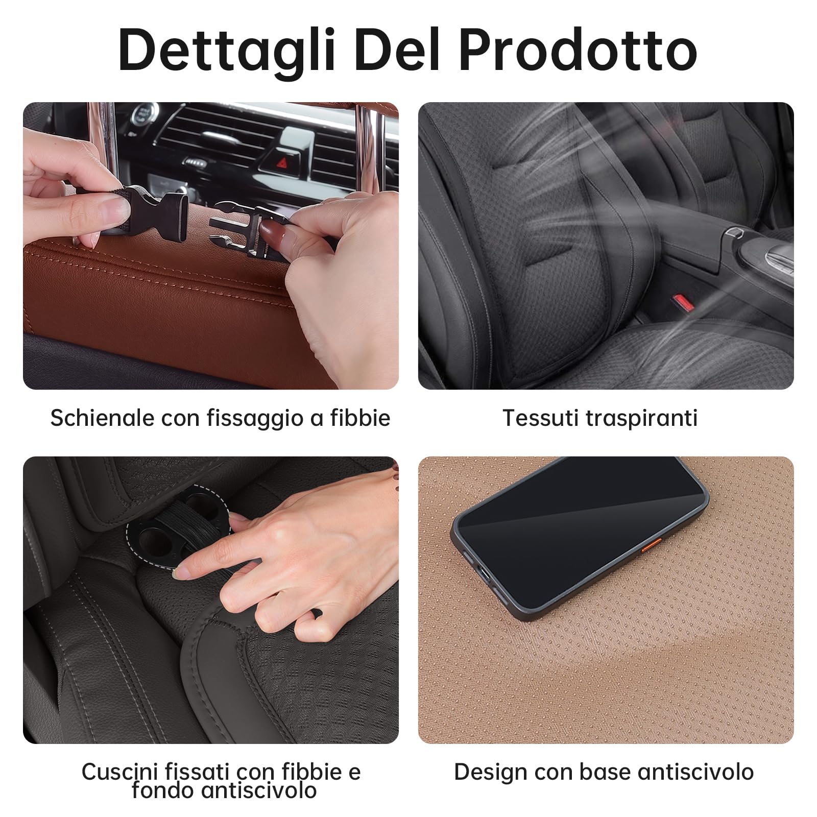 Cuscino Coprisedile Traspirante Universale per Auto, Tessuto a Rete, Fondo Antiscivolo per Conducente, Camion e Veicoli