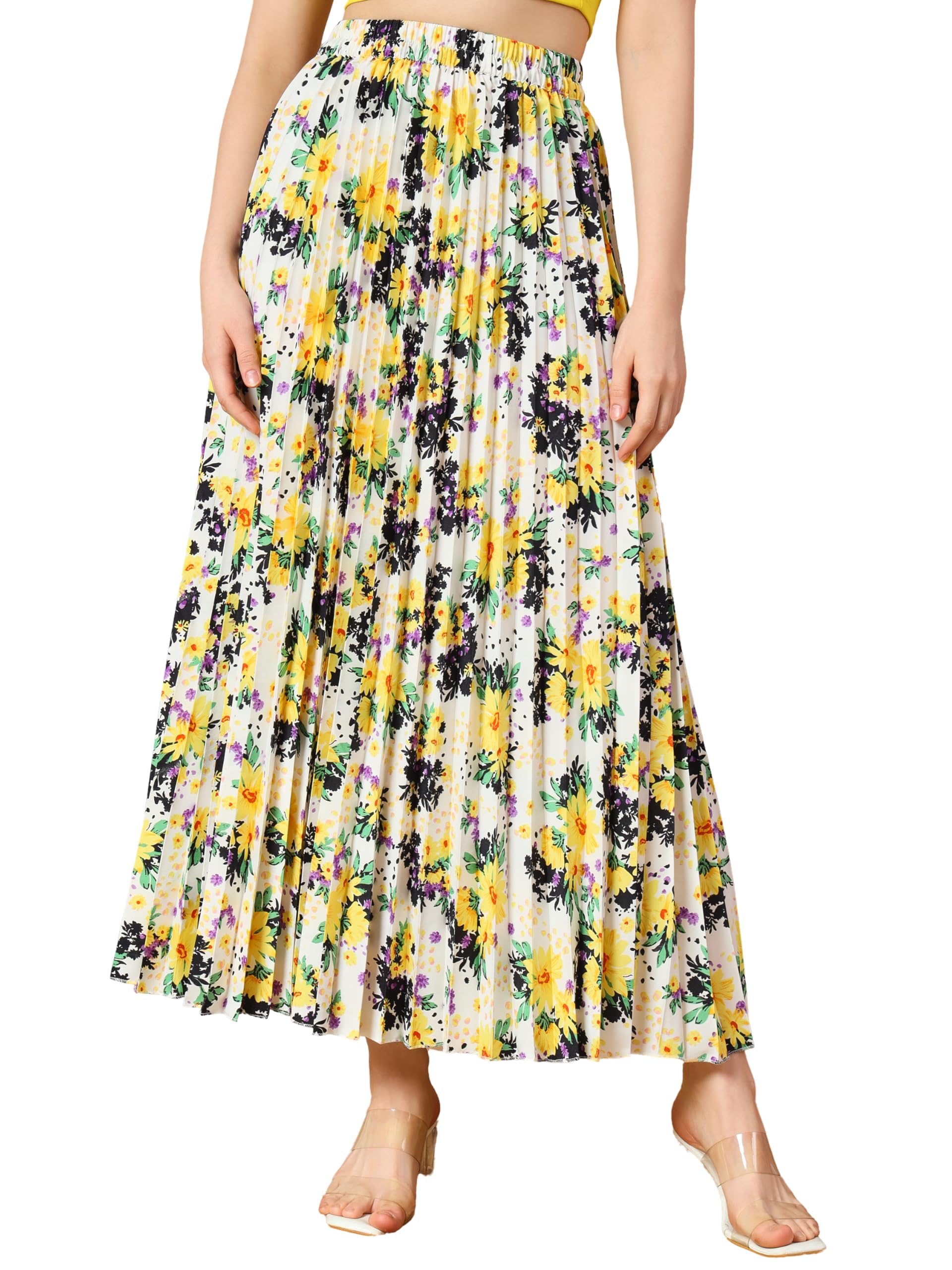 otabu | Floral Pleated Maxi Skirt | Comfortable Elastic Waist | Stylish Morden and Comfortable for Women-picture-43