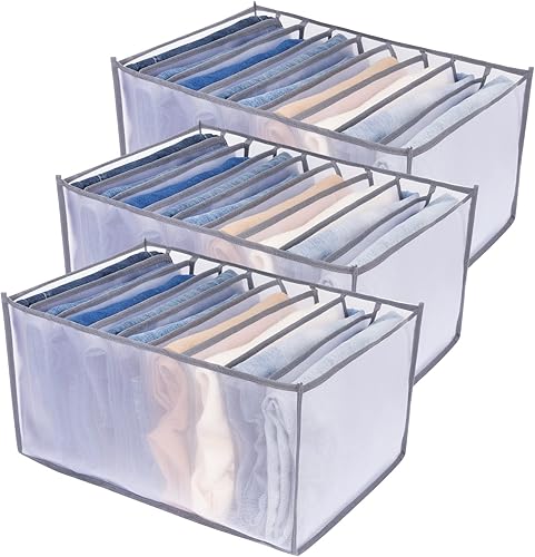 TIGARI - Organizador de ropa para armario, divisores de cajones para ropa, caja de almacenamiento con compartimento para jeans, pantalones,