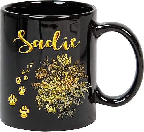 Taza de café personalizada con nombre, tazas con nombre, regalo para mamá, papá, hermana, niñas, niños, hermano Sadie y amante del oro, tazas con
