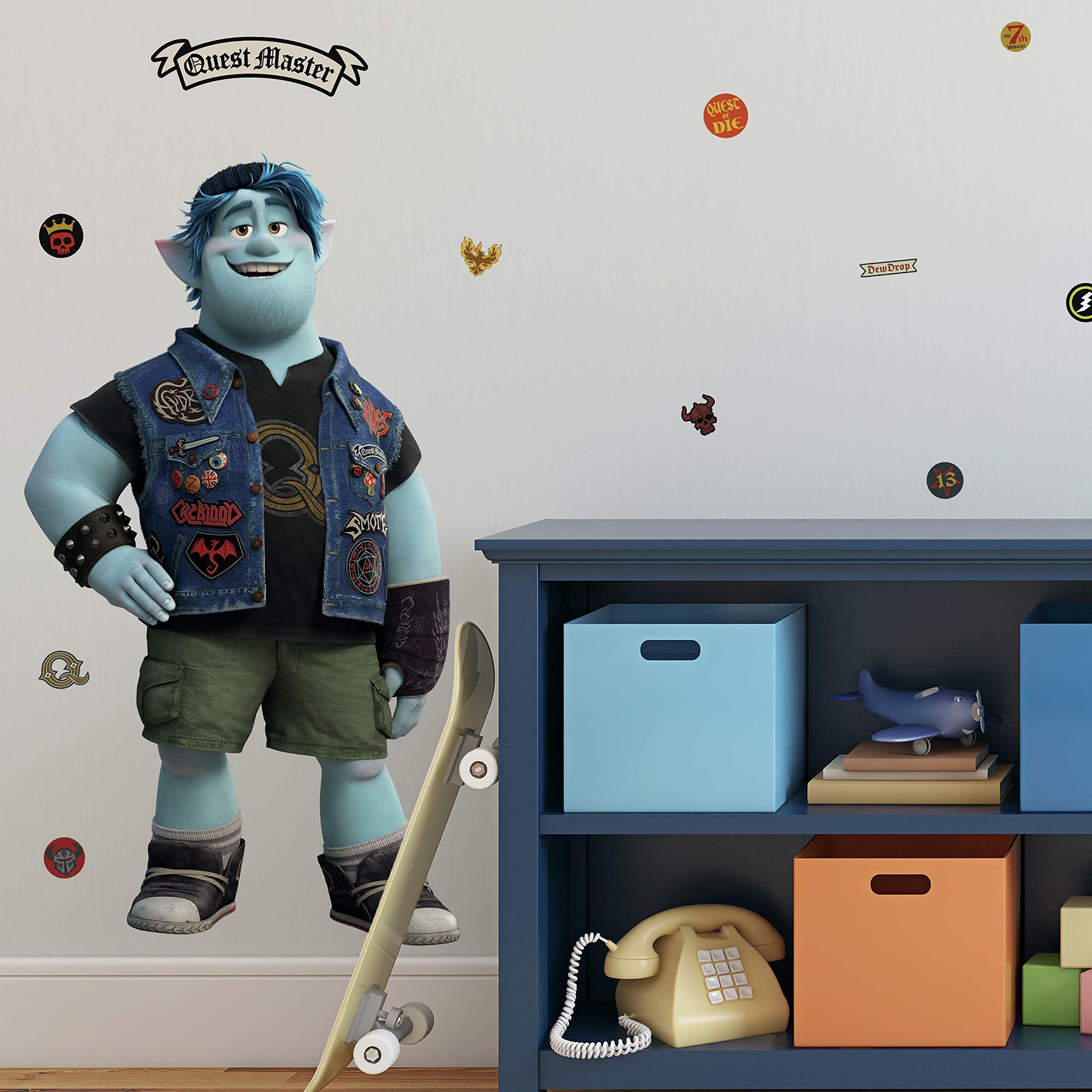 RoomMates Onward Barley Peel and Stick Giant Wall Decals, Blue, Black, Green