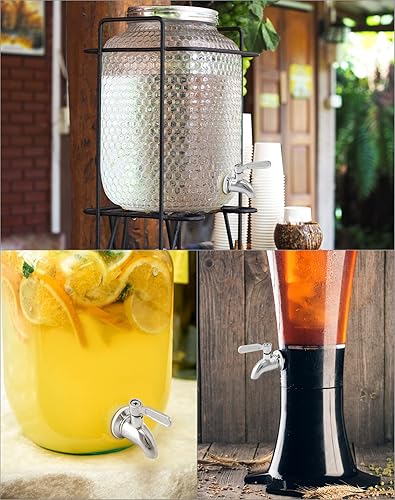 Miniatura 4 de QWORK Espiga de repuesto para dispensador de bebidas, paquete de 2 espigas de acero inoxidable para grifo dispensador de agua y otros sistemas de