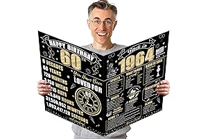 Large Vintage 60th Birthday Card Signature Book, 1964 Black Gold Happy 60th Birthday Decoration
