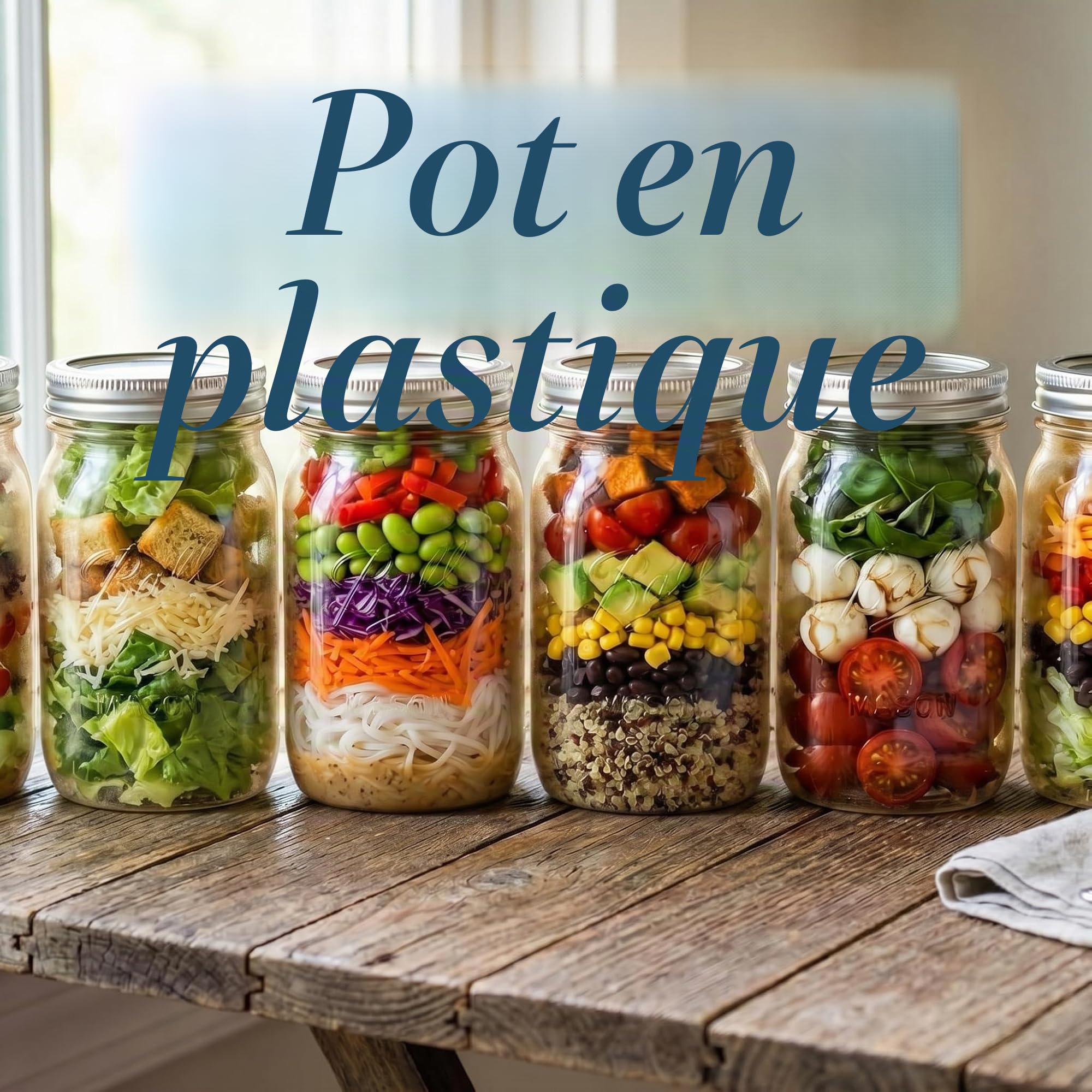 novelinks Lot de 6 bocaux hermétiques en plastique transparent sans BPA pour garde-manger, épices, collations, cuisine et salle de bain, 946,2 g (argent)