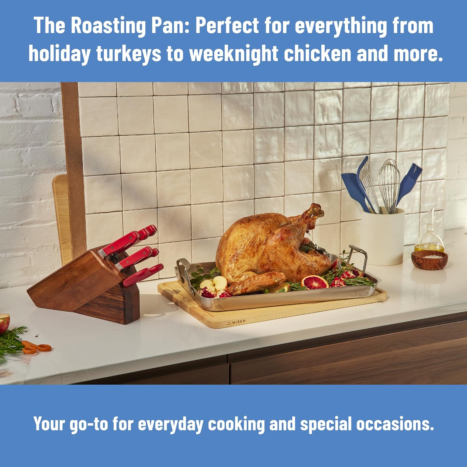 Misen Stainless Steel Roasting Pan with Handles - Versatile 5-Ply Design, Easy Grip Handles, Multi-Functional Cooking, Ideal for Baking, Searing, & Roasting, Superior Heat Conduction, Premium - 18" - Image 4