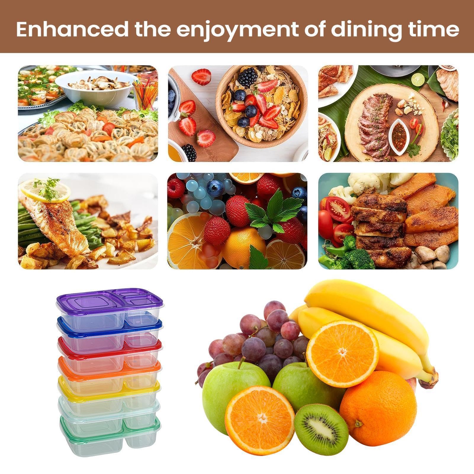 Recipientes Para Meal Prep De Comida Con 3 Compartimentos