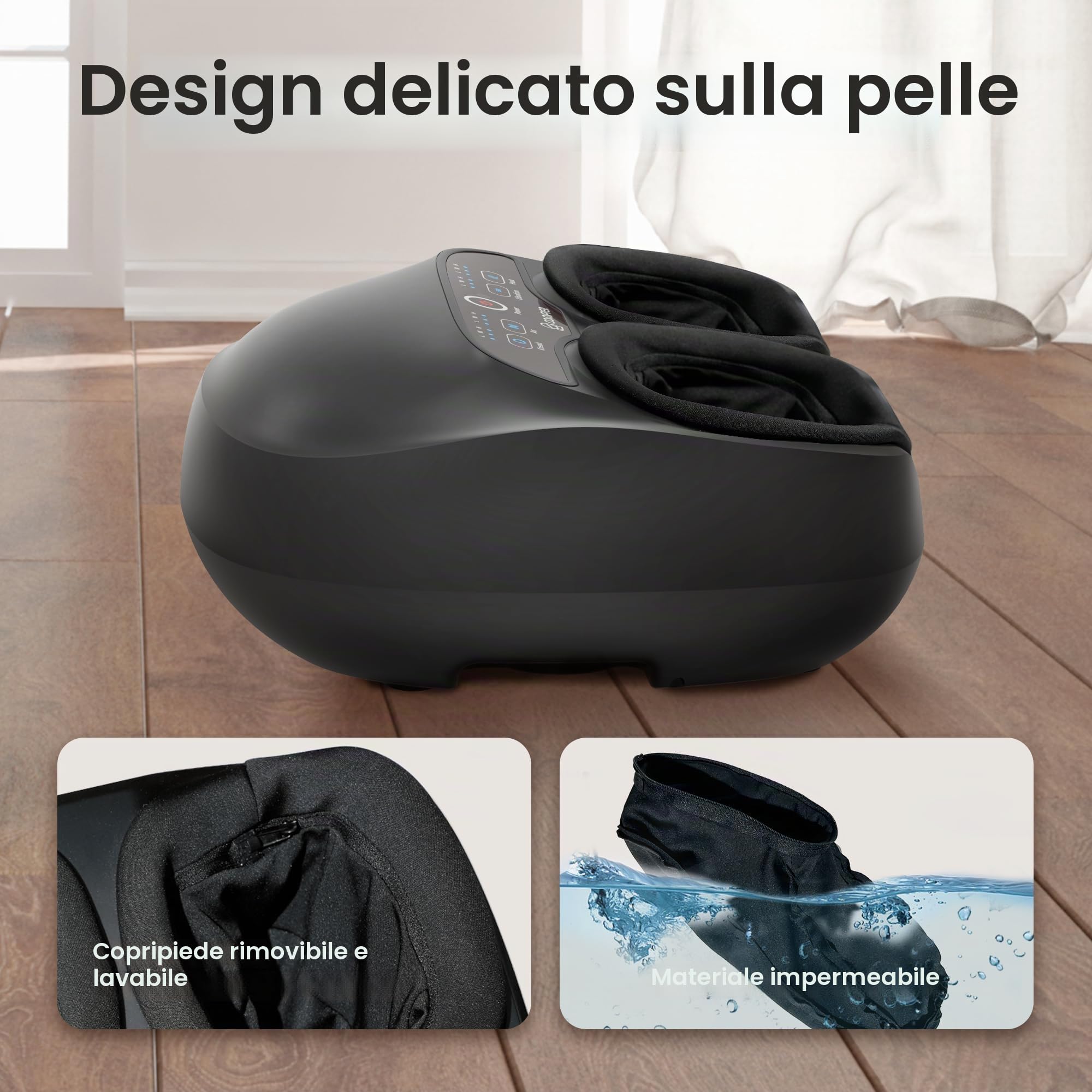 COMFIER Massaggiatore per Piedi con Calore, Elettrico Massaggiatore Plantare con 3D Impastamento Profondo, rulli e compressione d'aria, 3 intensità per muscoli affaticati, fino al numero 46 di scarpe