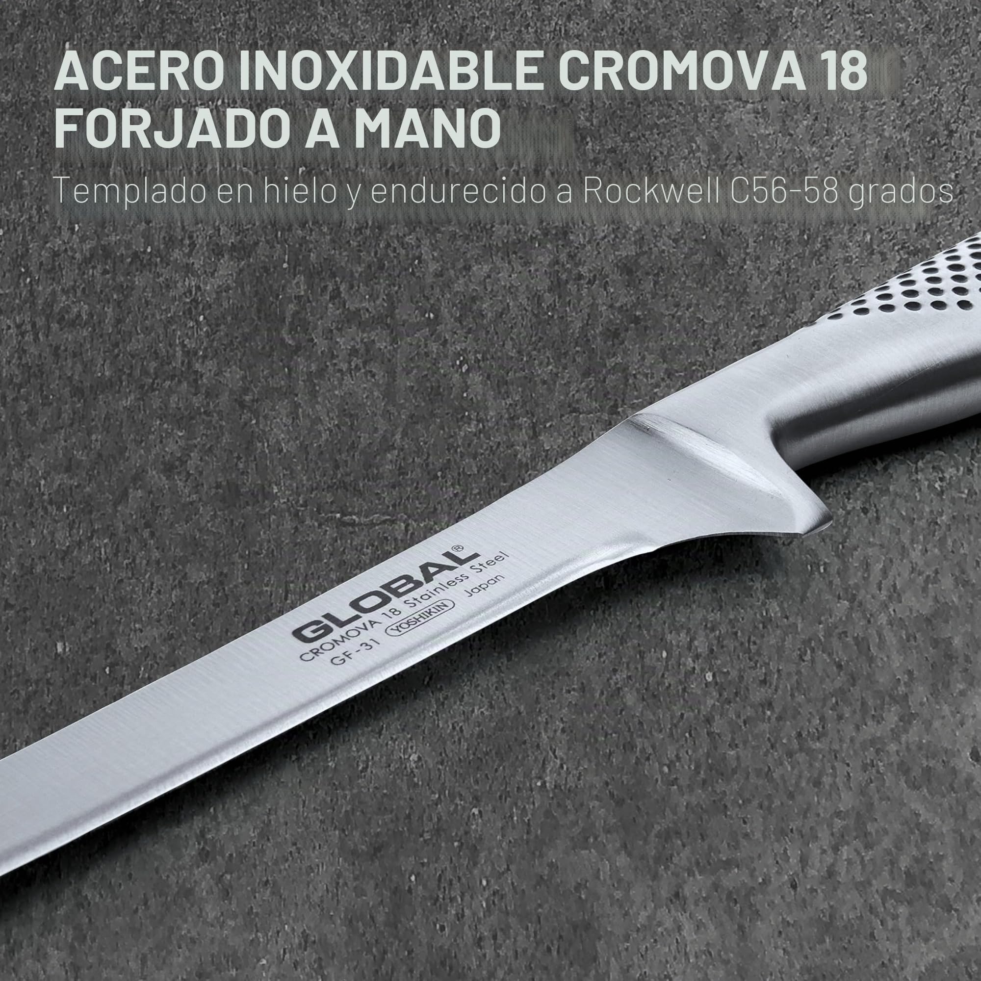 Global Knives GF-31 - Cuchillo para deshuesar con hoja de 16 cm, acero inoxidable CROMOVA 18