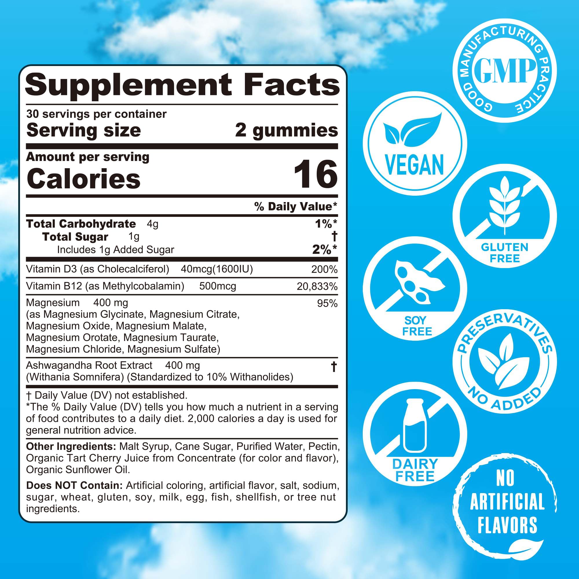 Magnesium Glycinate Complex Gummies 400mg + Ashwagandha | 8 Forms, 120Cts — Amazon image 2