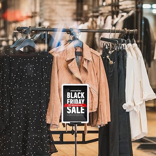 Miniatura 7 de Wesiti Paquete de 12 soportes para letreros de pie de 8.5 x 11 pulgadas, soporte ajustable para carteles de piso, soporte vertical de aluminio para