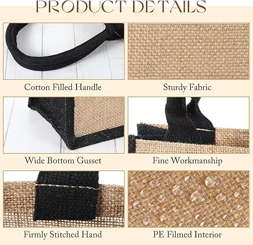 Vista 28 de Saintrygo 10 bolsas de arpillera de arpillera para regalo con asas, reutilizables, para playa, dama de honor, bolsas de bienvenida para bricolaje